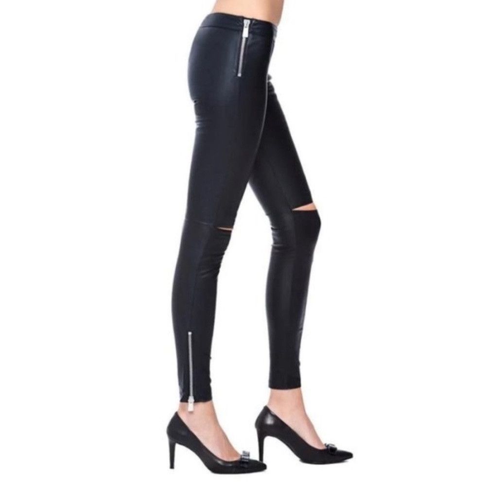 Anine Bing Anine Bing lamb leather leggings knee slit side zipper blac Size 26" / US 2 / IT 38 - 3 Thumbnail