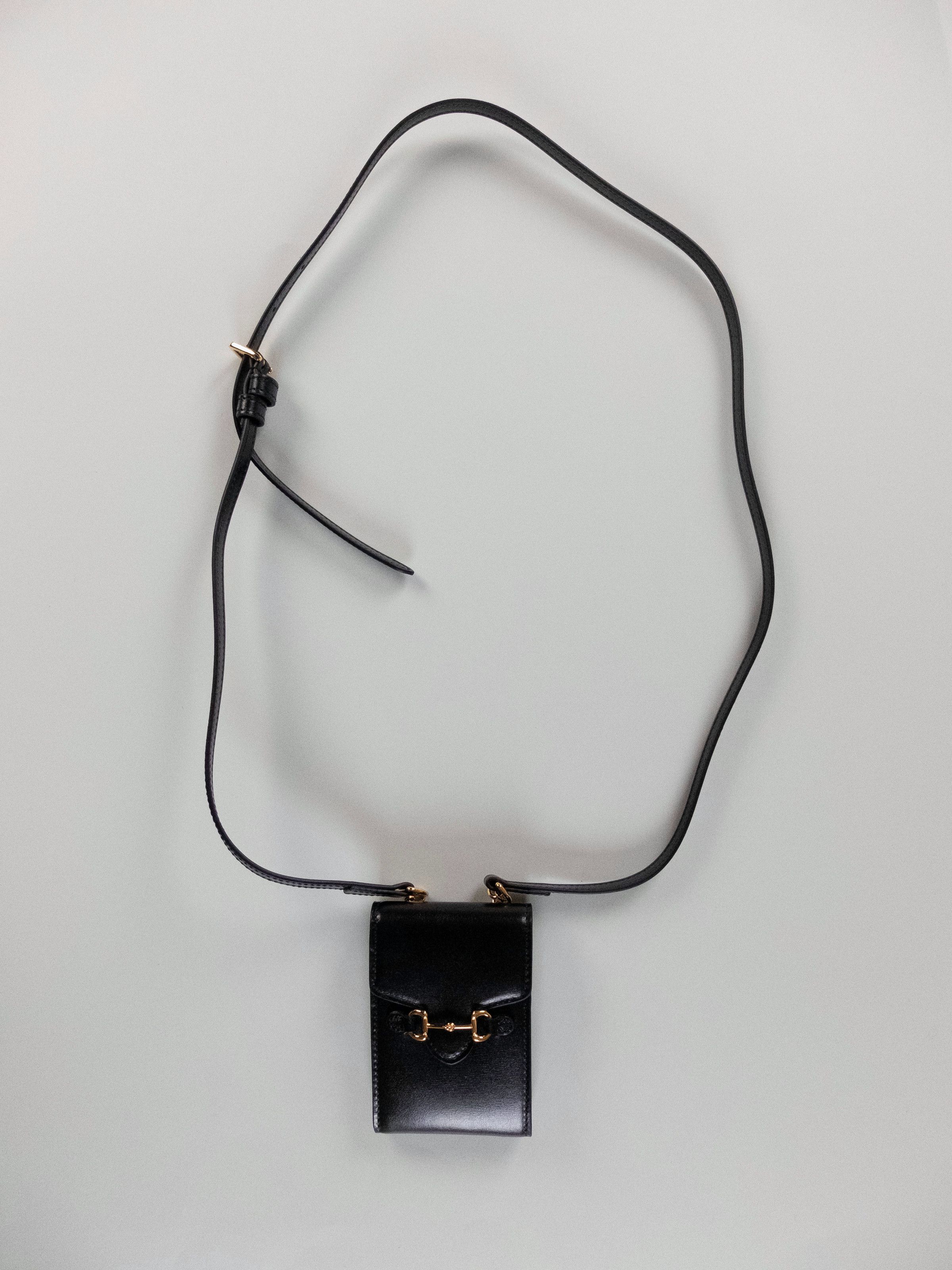 Gucci GUCCI black horsebit strapped leather card case wallet Size ONE SIZE - 3 Thumbnail