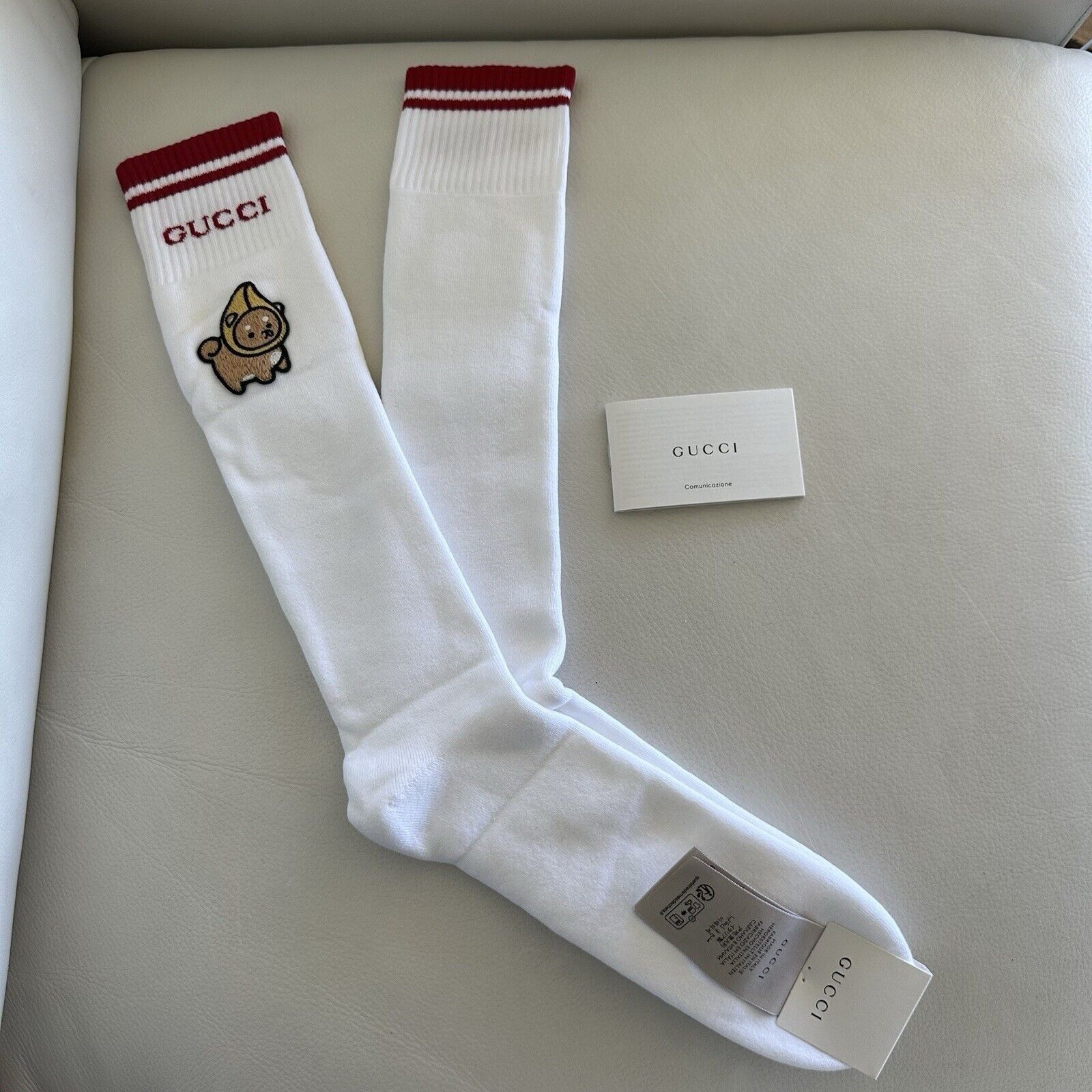 Gucci NEW GUCCI SOCKS WHITE RED Banana Pong Size L Size ONE SIZE - 1 Thumbnail