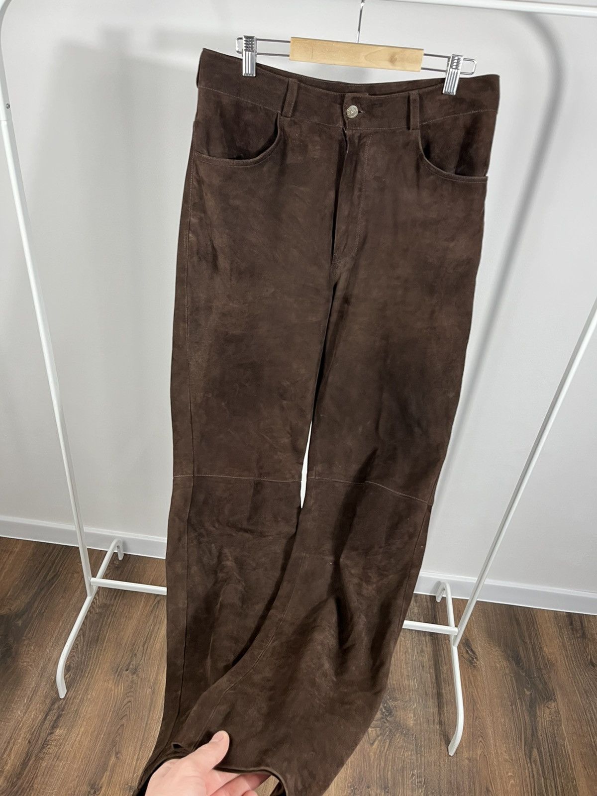 Leather Vintage Suede Leather Pants Brown Classic Fit Straight Leg Size US 32 / EU 48 - 7 Thumbnail