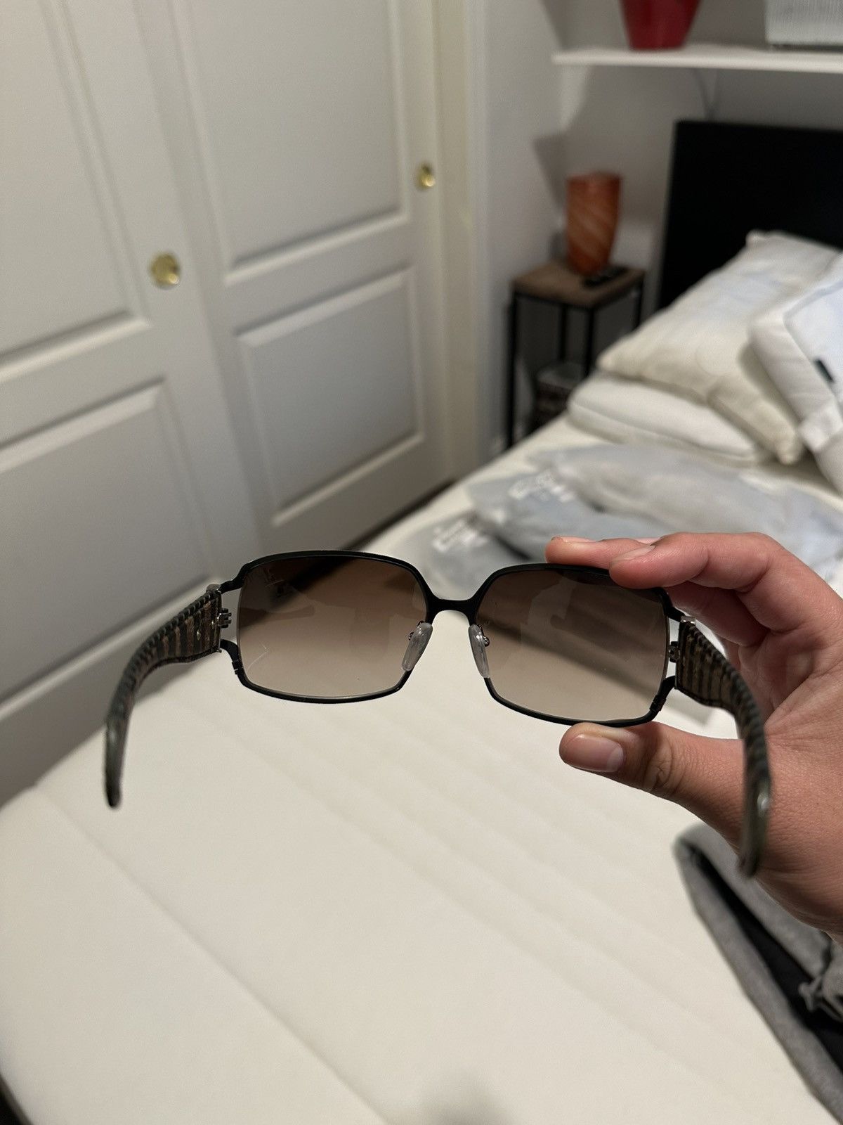 Chrome Hearts Chrome Hearts ‘Poon I’ Brown Camo Silver Scroll Logo Glasses Size ONE SIZE - 13 Thumbnail