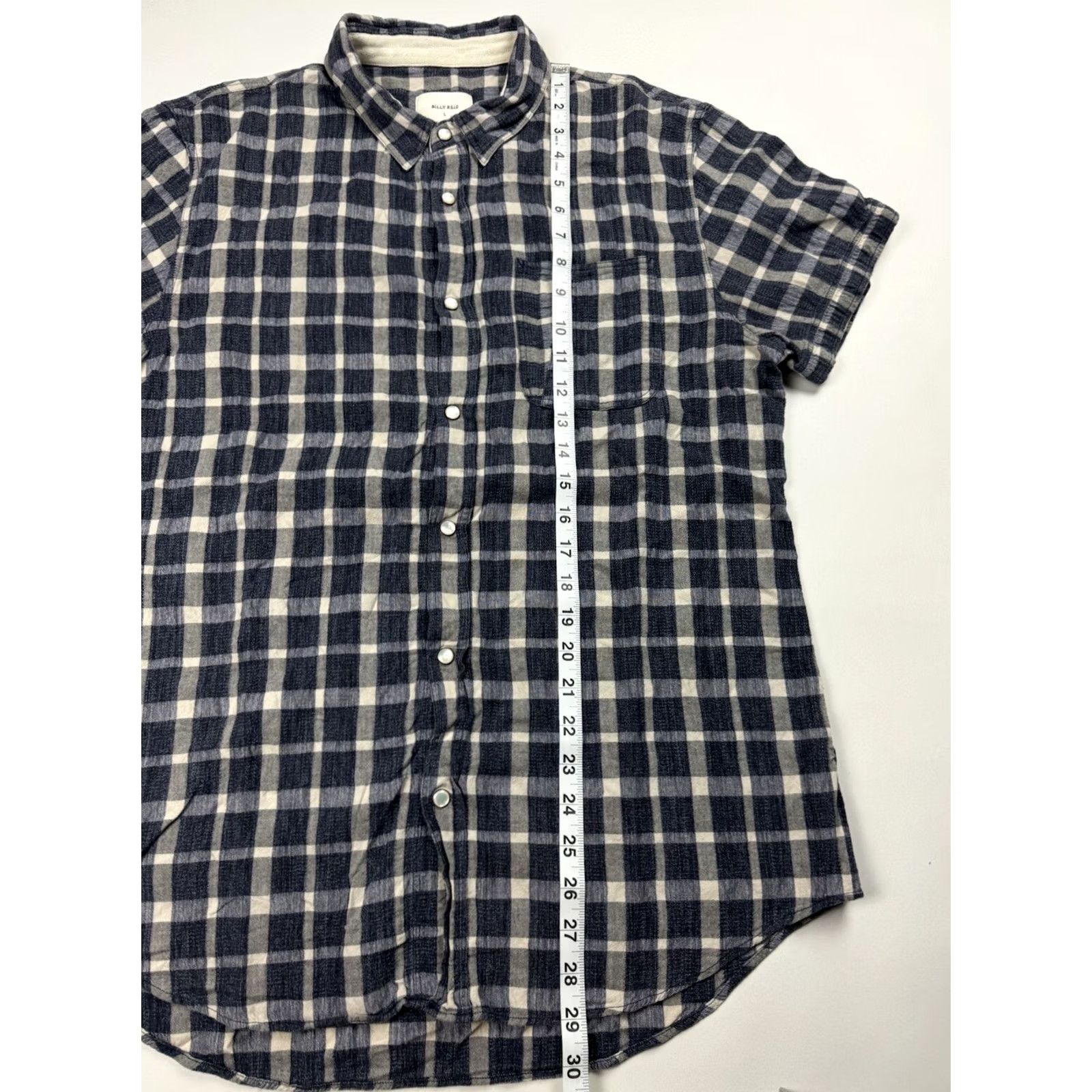 Billy Reid Billy Reid Pearl Snap Button Short Sleeve Shirt Men’s Large Slim Plaid Blue Shirt Size US L / EU 52-54 / 3 - 5 Thumbnail