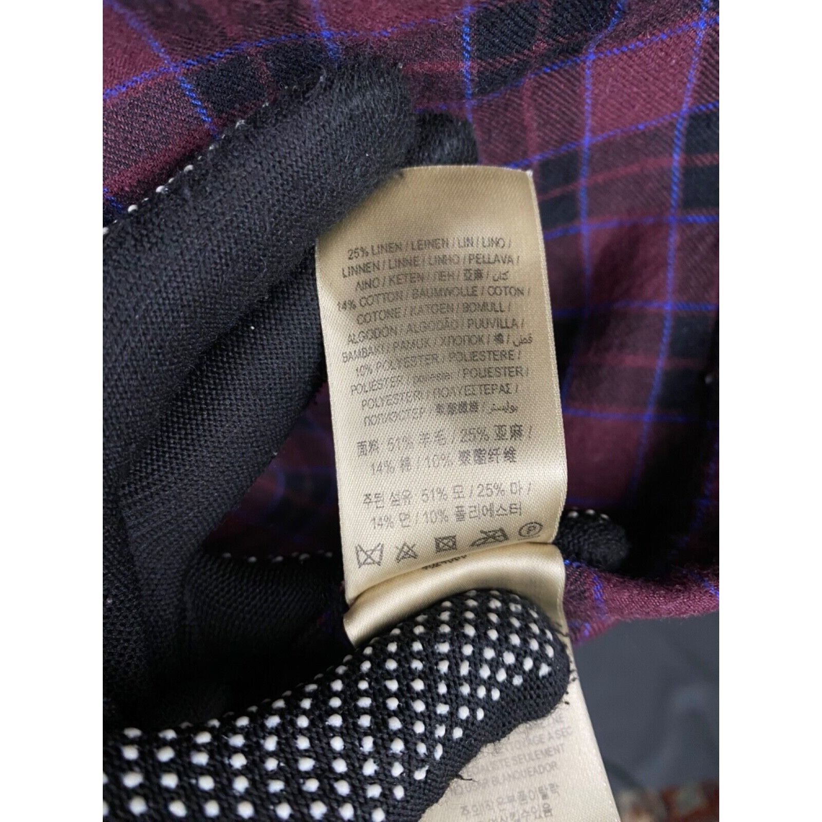 Burberry Burberry Men's Purple Checked Wool Linen Shirt Size S Size US L / EU 52-54 / 3 - 12 Thumbnail