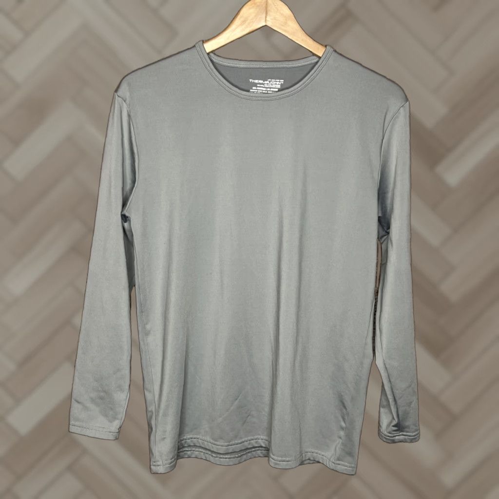 Layer 8 ThermaJohn Shirt Mens L Gray Long Sleeve Thermal Base Layer Pullover Crew Neck Activewear Sports Size US L / EU 52-54 / 3 - 1 Thumbnail