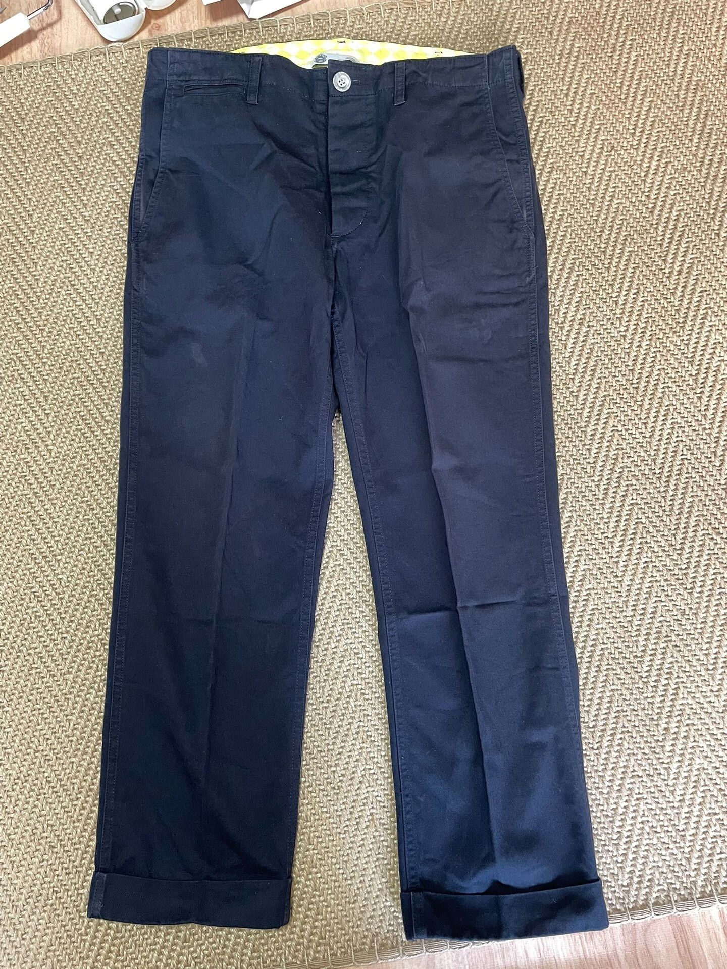 visvim high-water chino pants in navy color