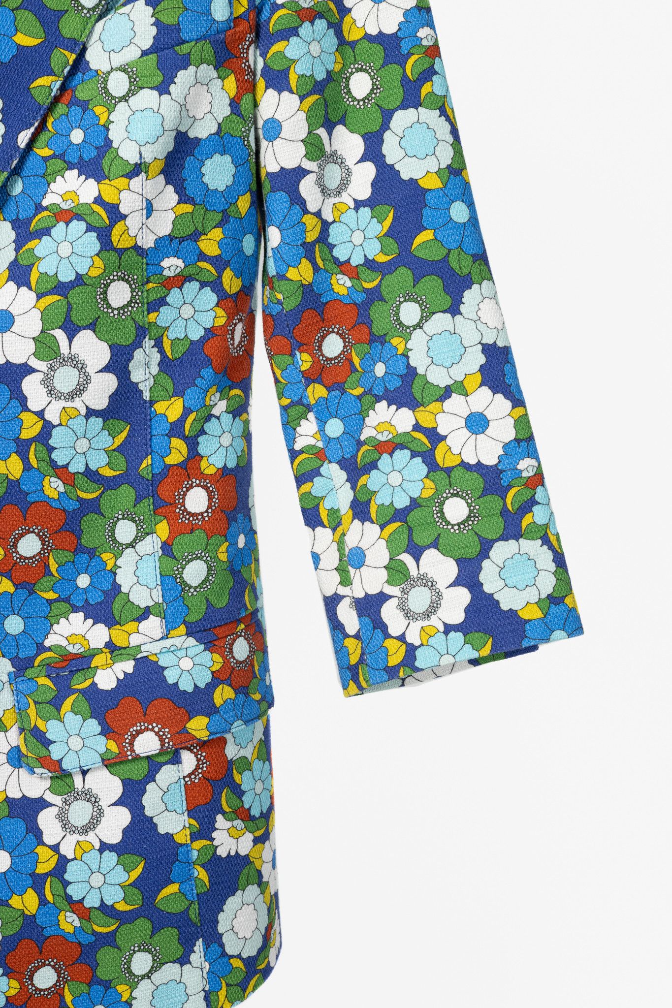 SMYTHE Smythe Cobalt Floral Cotton Three-Quarter-Sleeve Blazer Size XS / US 0-2 / IT 36-38 - 6 Thumbnail