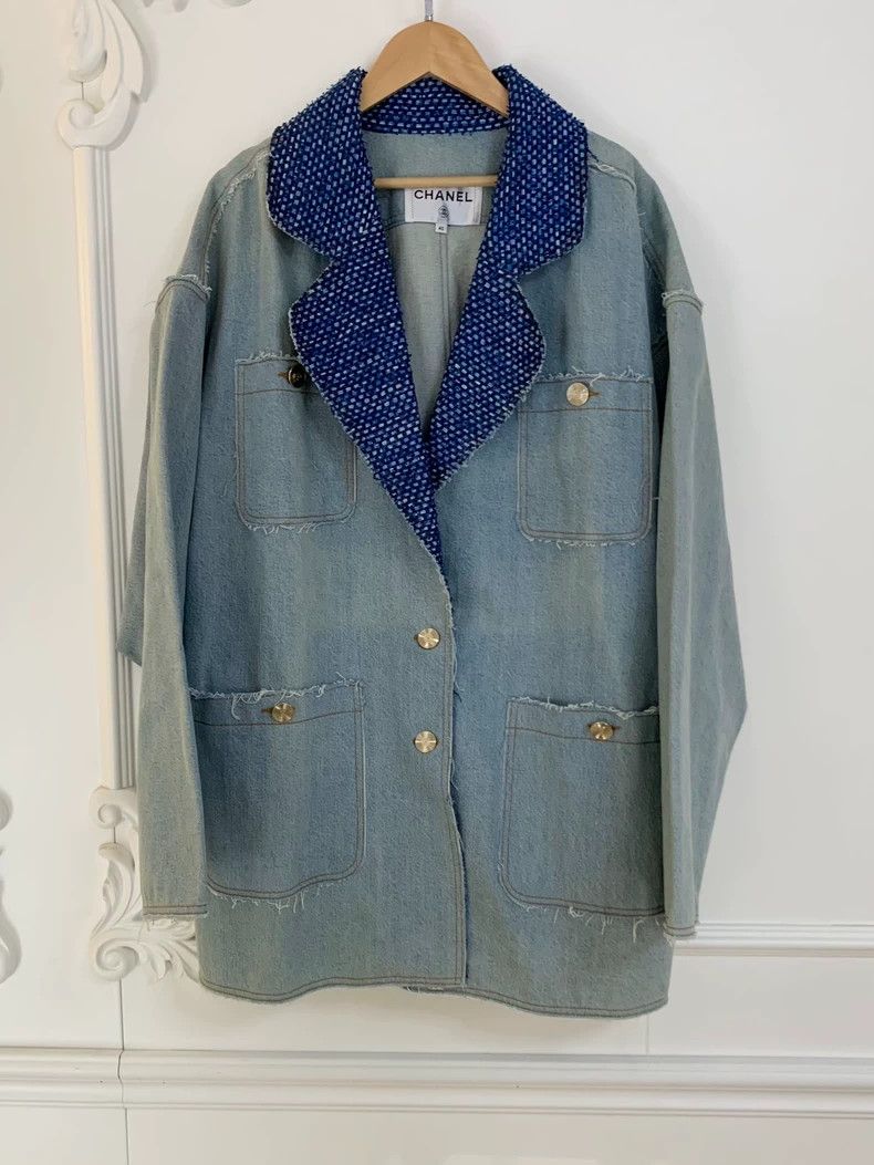Chanel Chanel 20P fine flash lapel four-pocket denim jacket Size S / US 4 / IT 40 - 1 Thumbnail