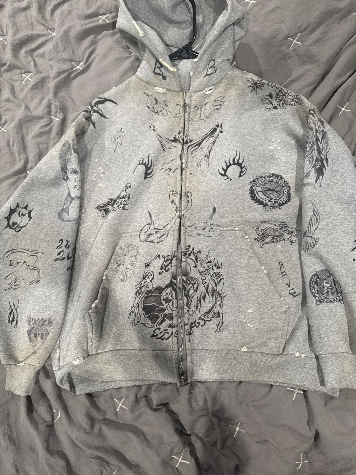 2024 Balenciaga Grey Tattoo Zip Up