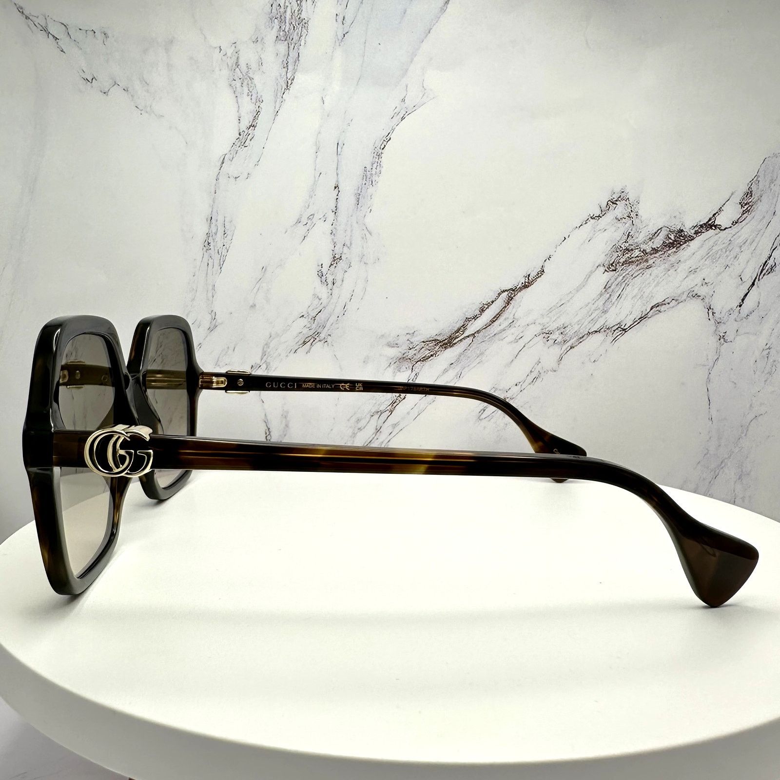 Gucci New GUCCI Sunglasses Brown Square Gold Metal GG Logo Size ONE SIZE - 8 Thumbnail