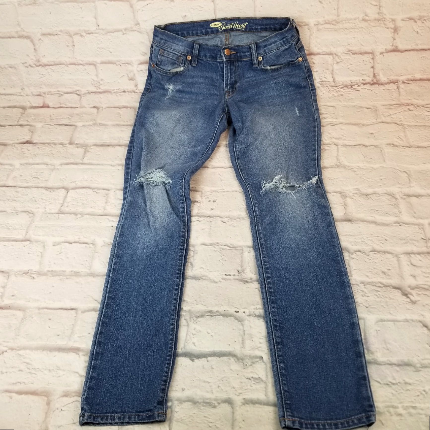 Old Navy Old Navy Jeans Womens The Sweetheart Distressed Size 2 Regular Straight Low Rise Jeans Size 26" / US 2 / IT 38 - 3 Thumbnail