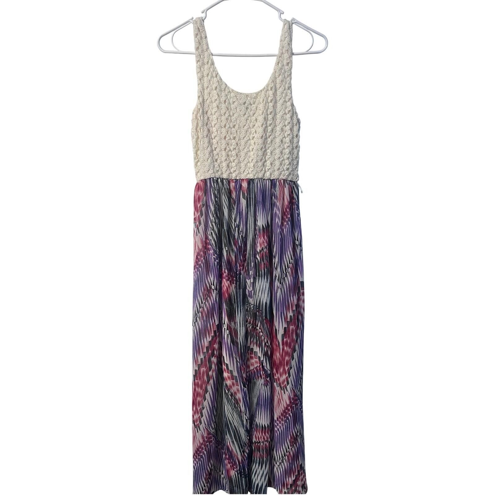 Other Lily Rose Maxi Dress Womens XS Multicolor Crochet Ikat Boho Size XS / US 0-2 / IT 36-38 - 1 Thumbnail