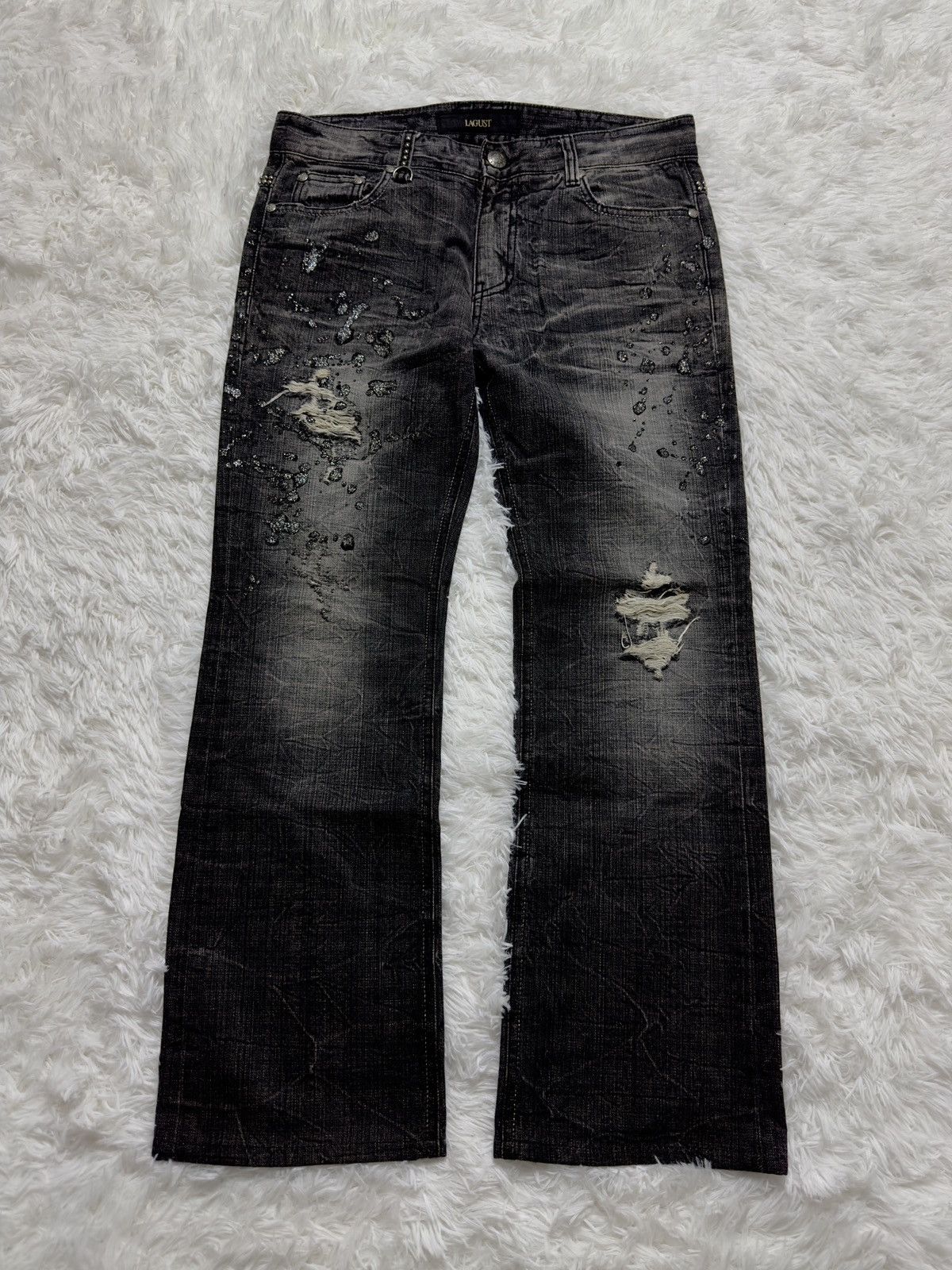 If Six Was Nine 💥rare💥2000s japanese lagust paint splaitter distressed flare Size US 32 / EU 48 - 1 Thumbnail
