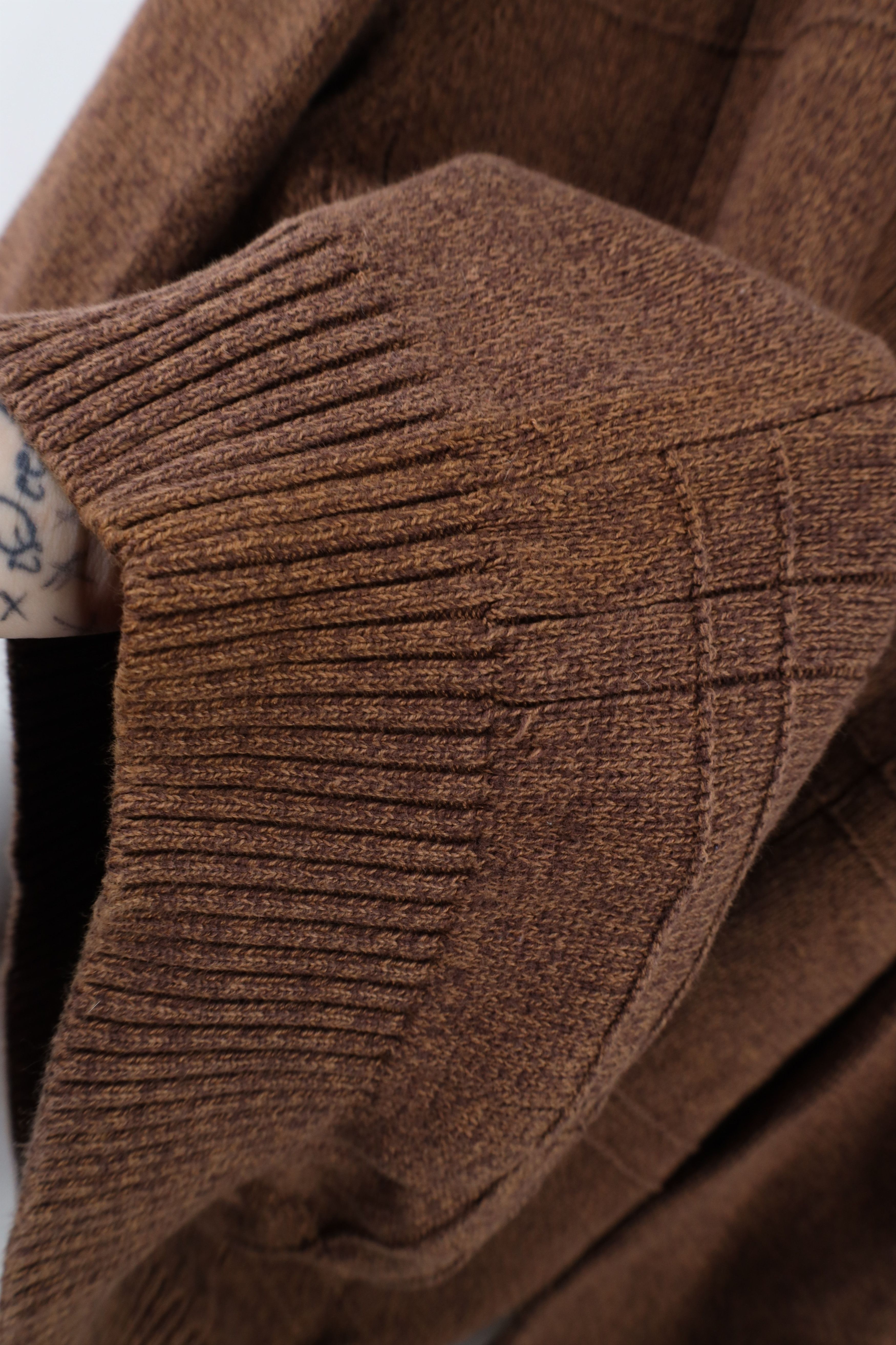 Vintage Vintage 90s Streetwear Ribbed Knit Crewneck Sweater Brown Size US L / EU 52-54 / 3 - 5 Thumbnail