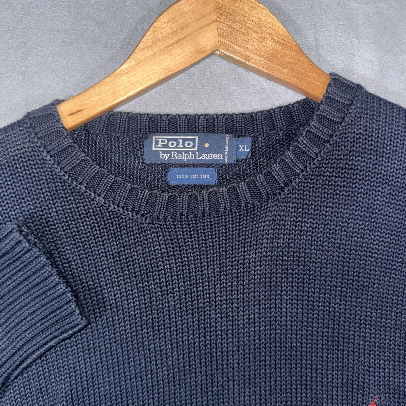 Polo Ralph Lauren Polo by Ralph Lauren Sweater Mens XL Navy Cotton Crewneck Knit Pullover Size US XL / EU 56 / 4 - 3 Thumbnail