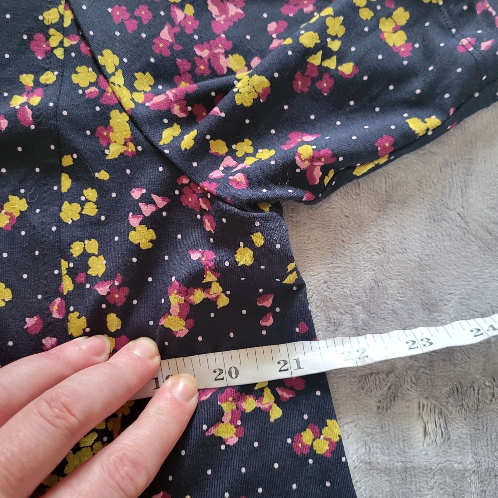 J. Jill J Jill Top Shirt Womens L Black Polka Dot Floral Short Sleeve Stretch Casual Blouse Size L / US 10 / IT 46 - 6 Thumbnail