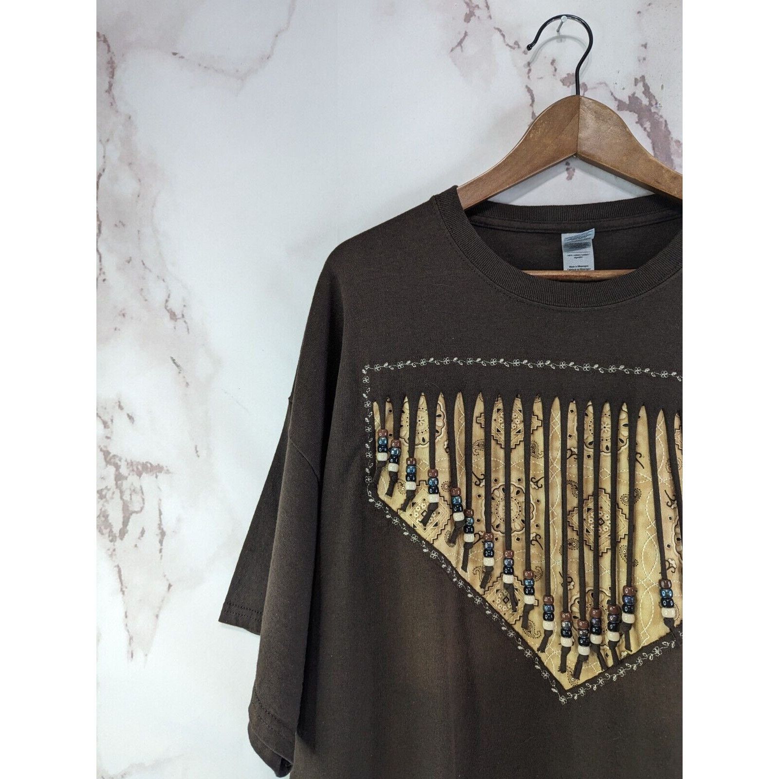Gildan Vintage T Shirt Women 2X 90s Western Cowgirl Patchwork Size XXL / US 16-18 / IT 52-54 - 2 Thumbnail