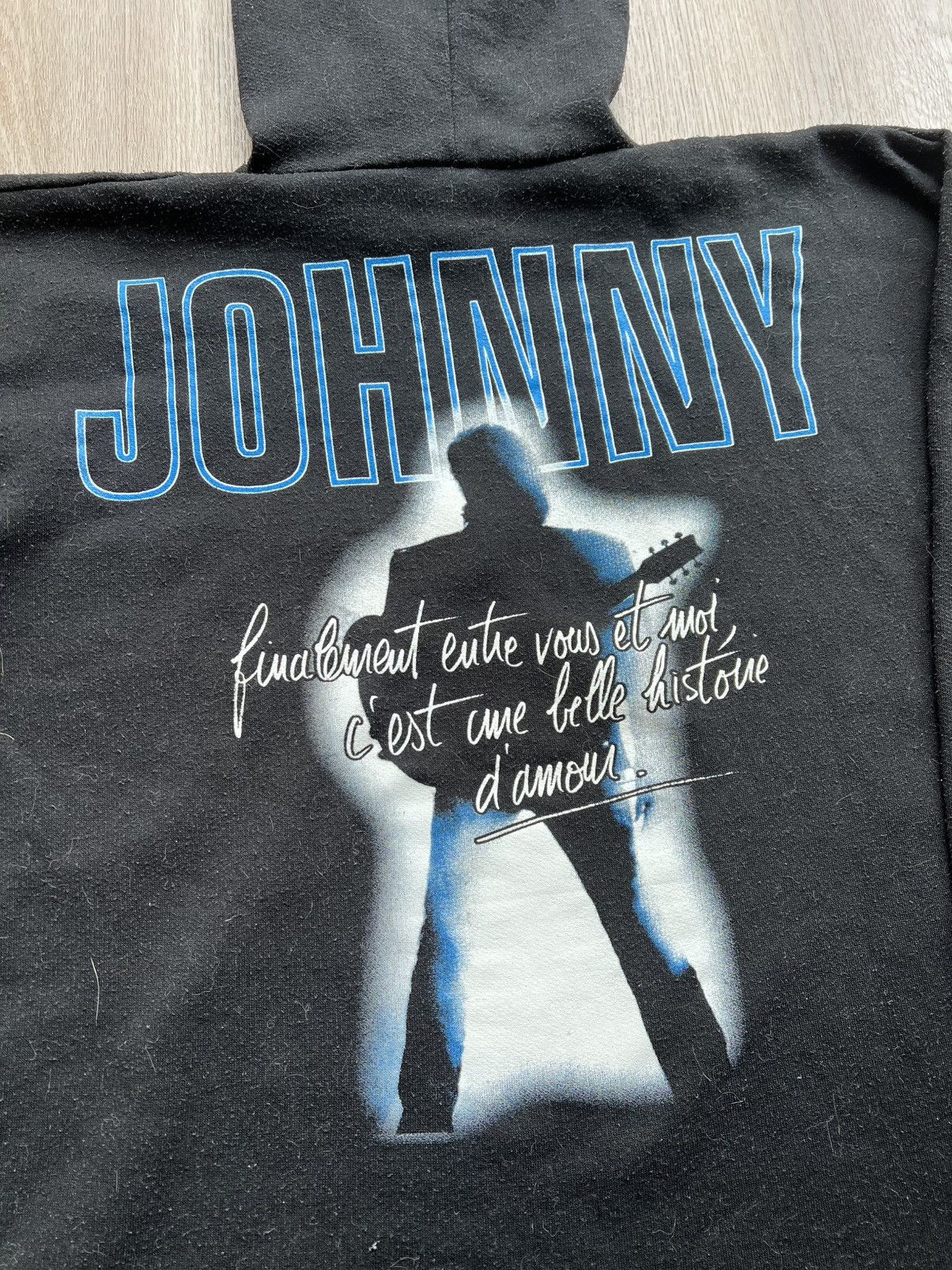 Band Tees × Vintage Vintage Johnny Hallyday Big Logo Black Hoodie Size US L / EU 52-54 / 3 - 10 Thumbnail