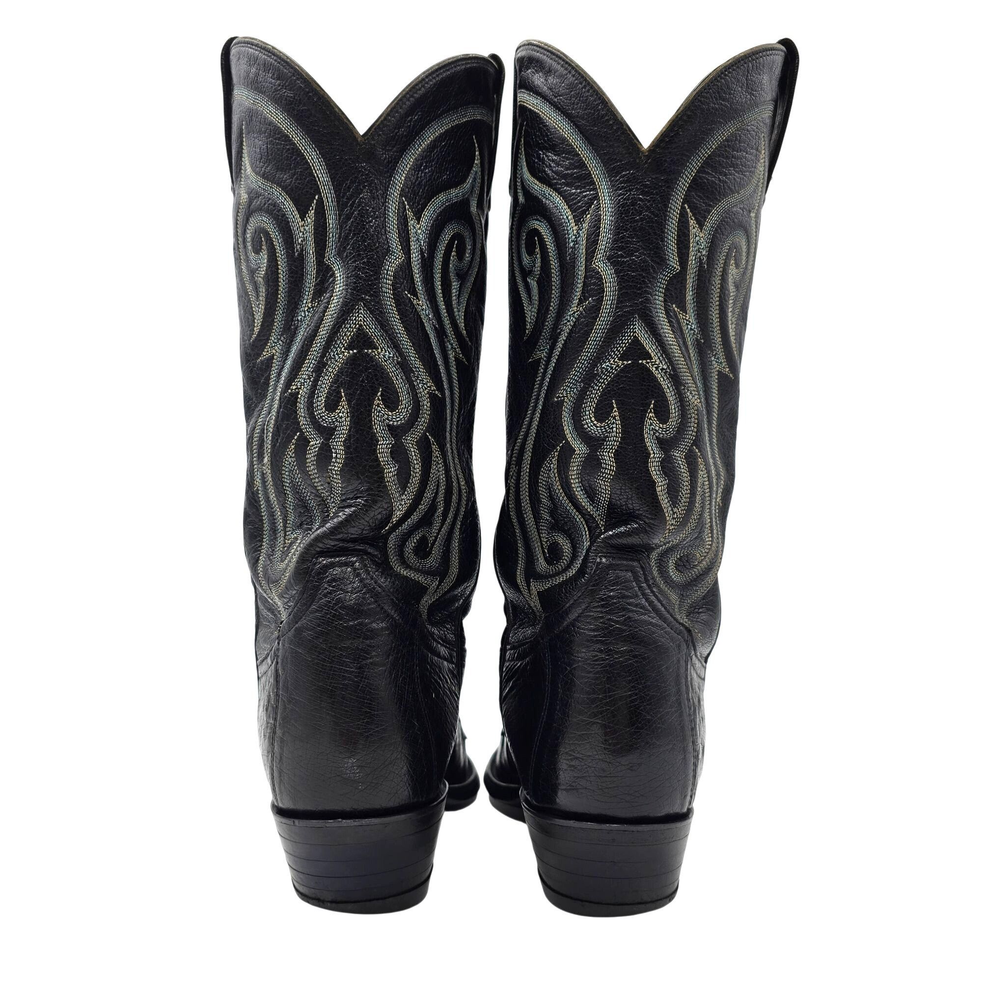 Tony Lama Vintage Tony Lama Men 9D Black Exotic Ostrich Wingtip Cowboy Size US 9 / EU 42 - 5 Thumbnail