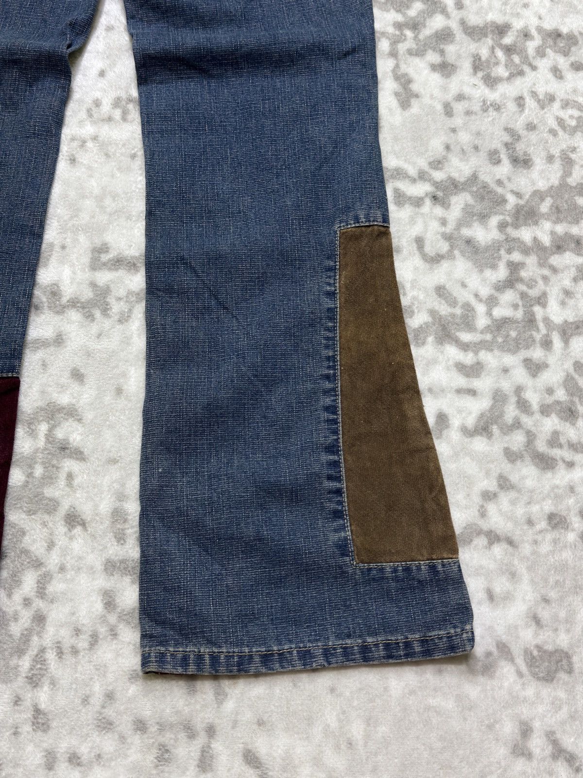 Hysteric Glamour No Boundaries Y2K Patchwork Velvet Bootcut Flare Denim Jeans Size US 27 - 14 Thumbnail