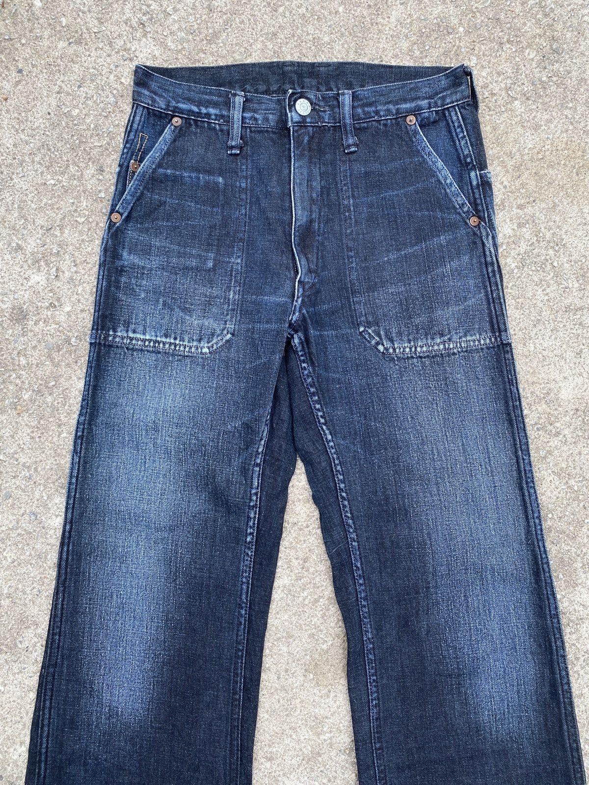 45rpm × Indigo × Japanese Brand 2000s - 45RPM Japan Fatigue Indigo Blue Faded Flare Denim Size US 26 / EU 42 - 3 Thumbnail