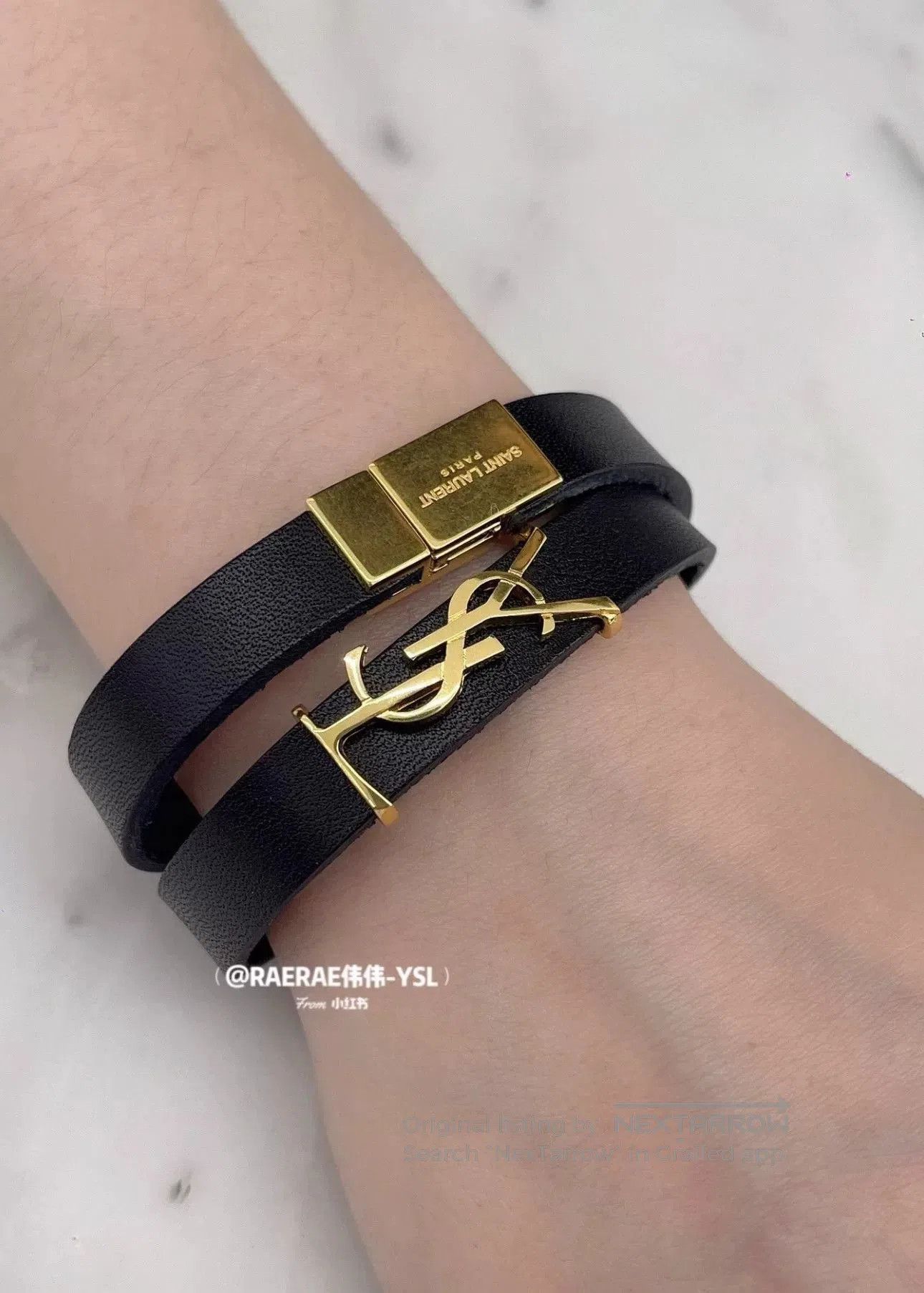 Saint Laurent Paris Saint Laurent YSL Gold Double Ring Bracelet. Size ONE SIZE - 3 Thumbnail