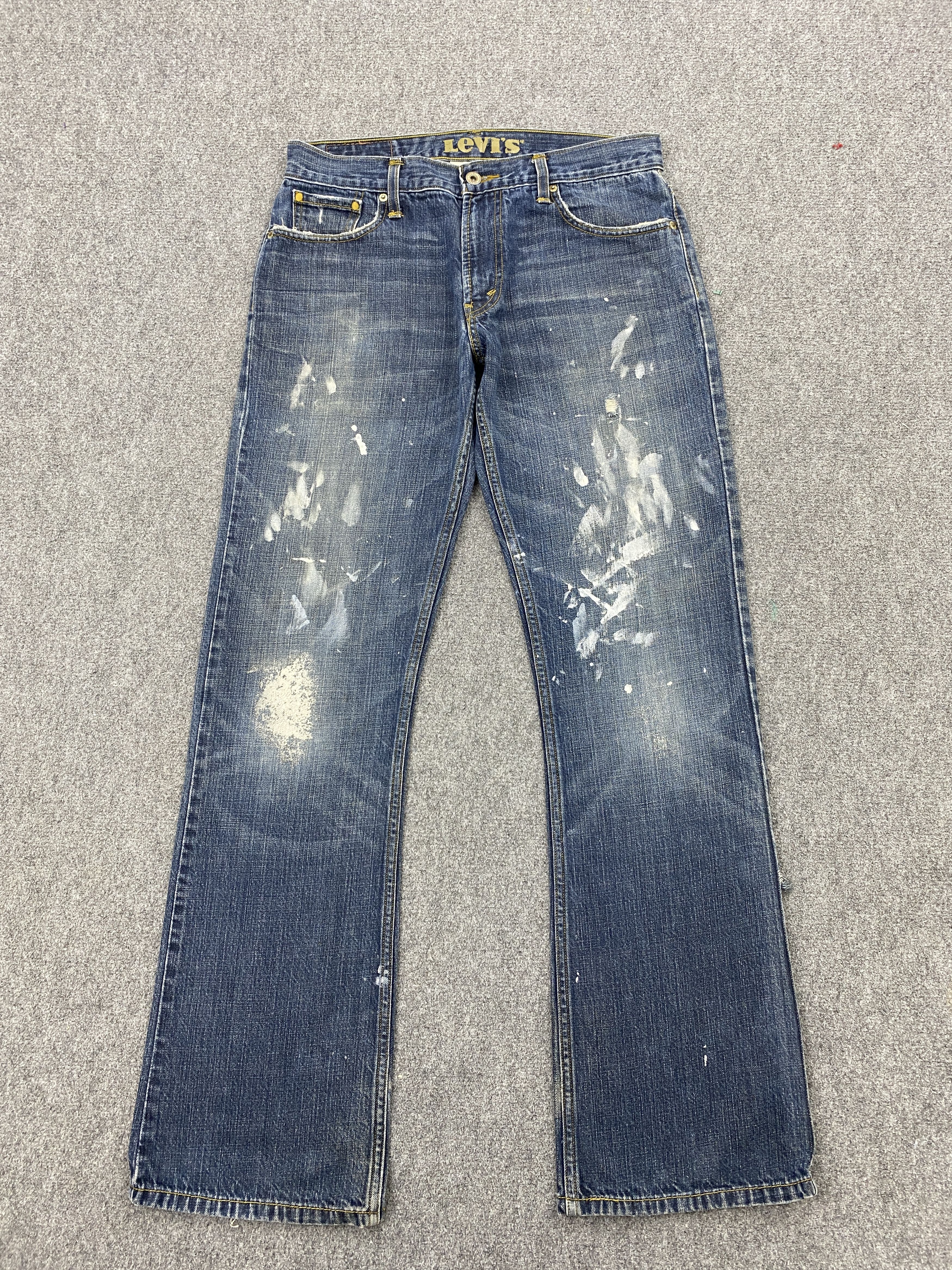 image of Levis x Vintage Splatter Paint Vintage Levi's 527 Bootcut Jeans in Blue Denim, Men's (Size 31)