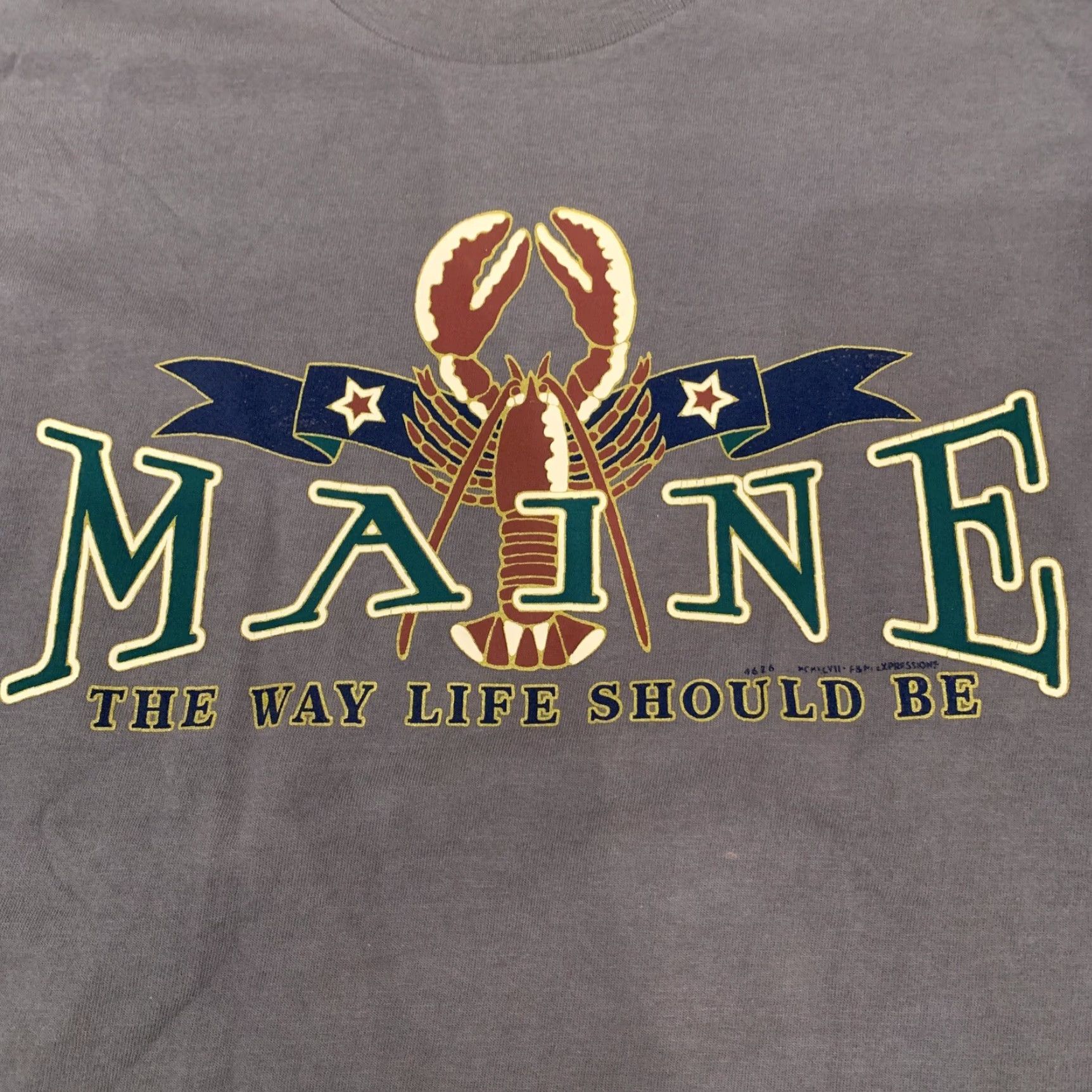 Vintage VINTAGE Single Stitch T-Shirt Gray Adult Medium Outdoor Maine The Way Life Should Be Mens Size US M / EU 48-50 / 2 - 2 Thumbnail