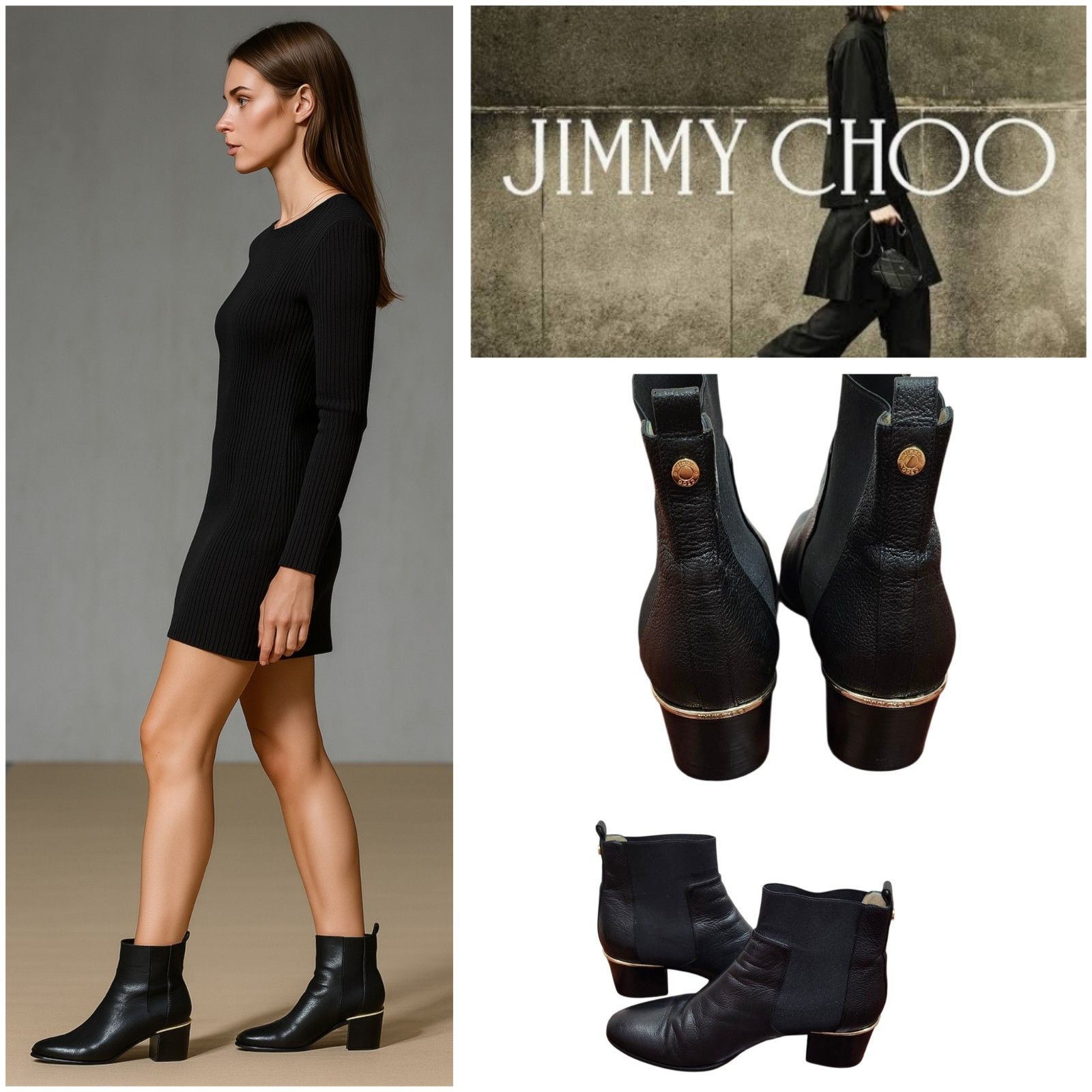 Jimmy Choo Jimmy Choo Black Leather Chelsea Ankle Boots US10/EU41 Size US 10 / IT 40 - 17 Thumbnail