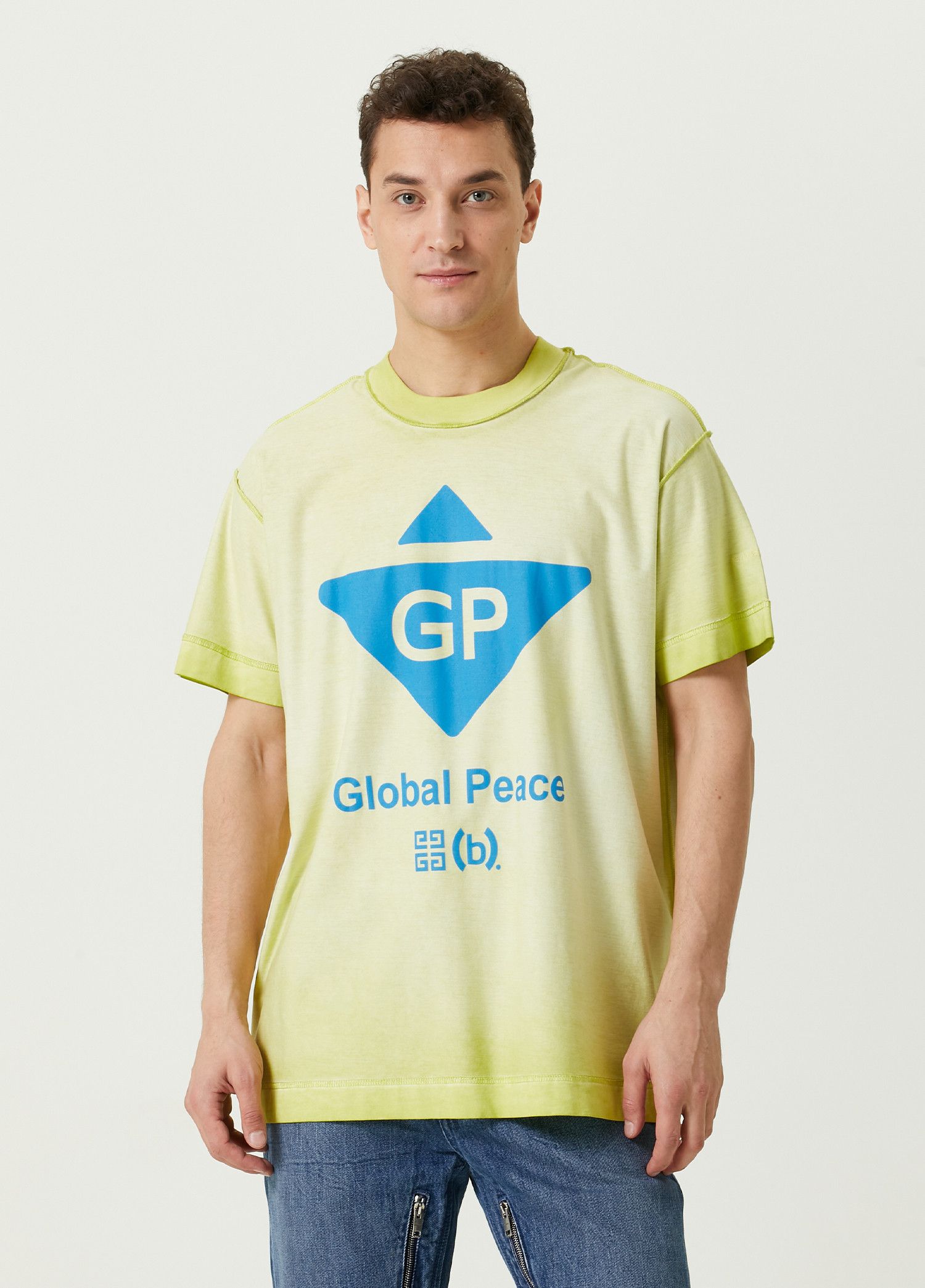 (B).Stroy × Givenchy Green Inside Out Global Peace Logo Oversized T-Shirt Size US M / EU 48-50 / 2 - 2 Thumbnail