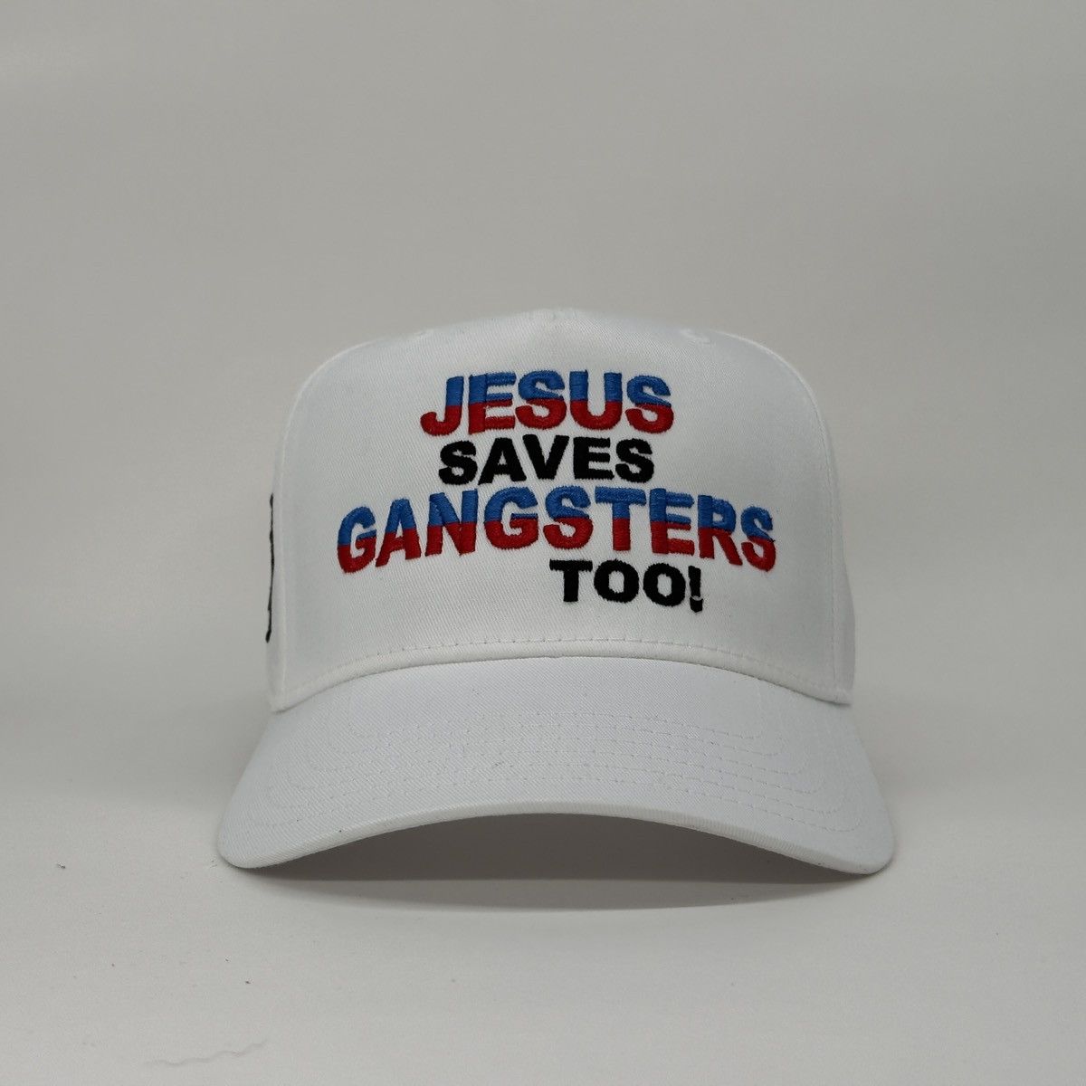 Other LA “Jesus Saves Gangsters Too!” Embroidered White Snapback Size ONE SIZE - 2 Thumbnail