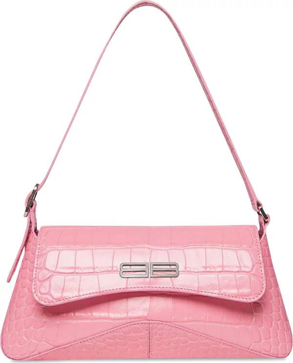 image of Balenciaga O1In1G1223 Xx Small Flap Bag Crocodile Embossed In Pink, Women's