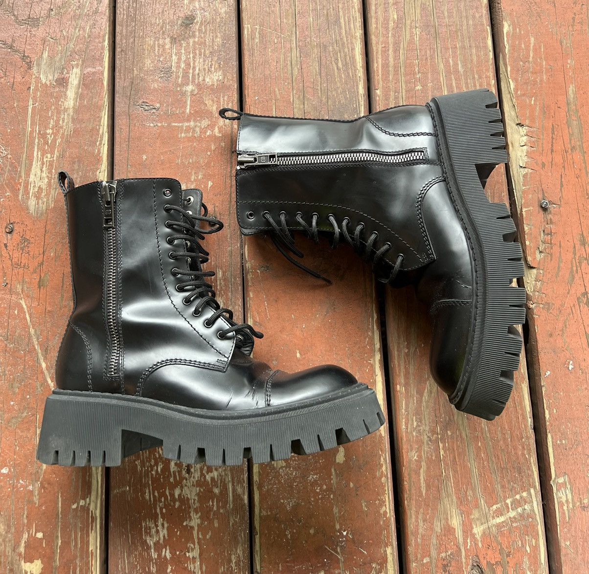 Balenciaga Black stomper with double ziper boots