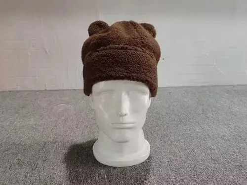 Other Bear Ears Fleece Beanie Hat Brown Color Size S/M Size ONE SIZE - 4 Thumbnail