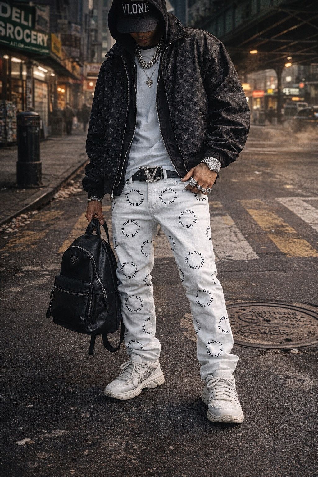 Vlone VLONE RUNWAY White Palm Tree Denim Jeans | Grailed