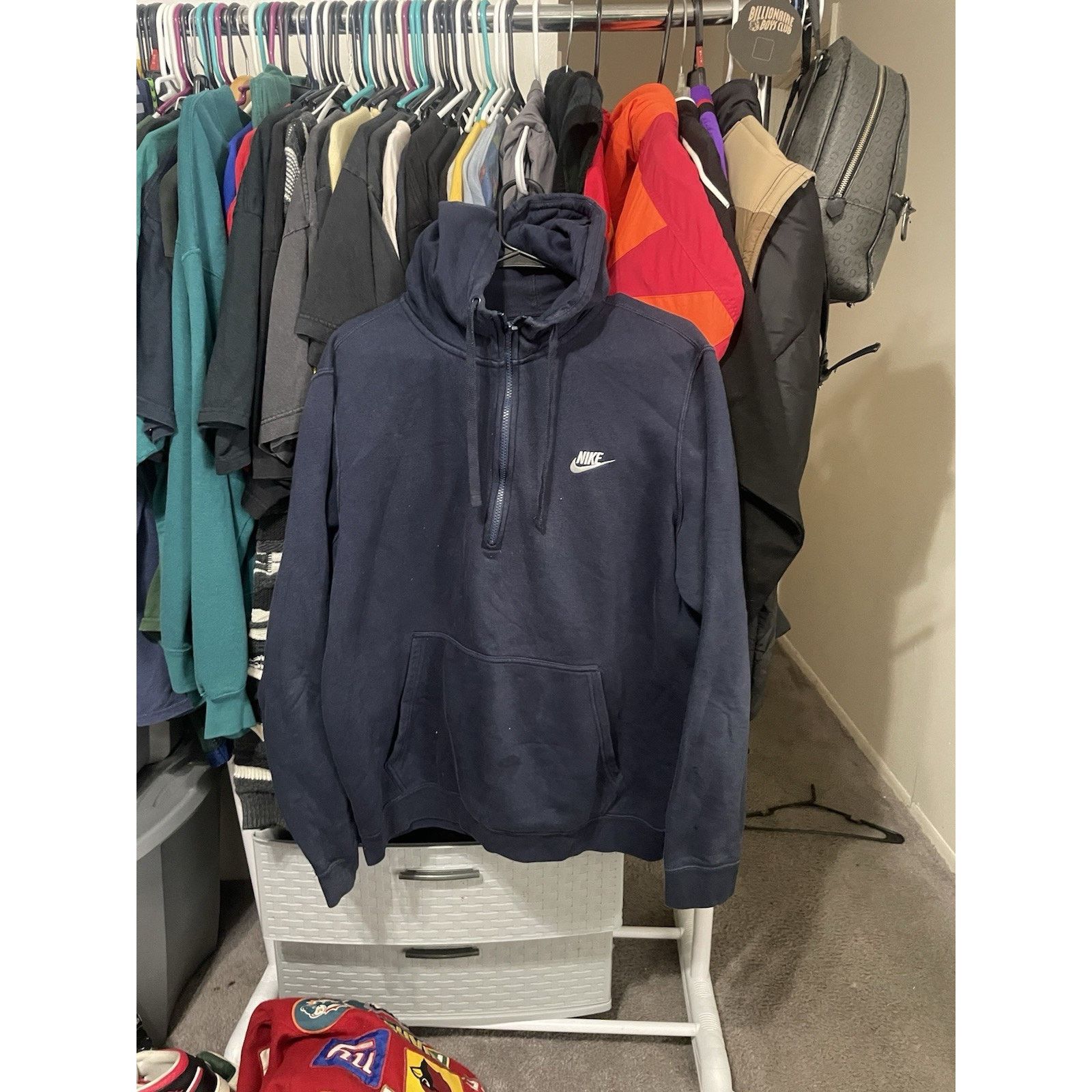 Nike Size L- Vintage Nike Hoodie Mens Navy Blue Quarter Zip Y2K Size US L / EU 52-54 / 3 - 1 Thumbnail