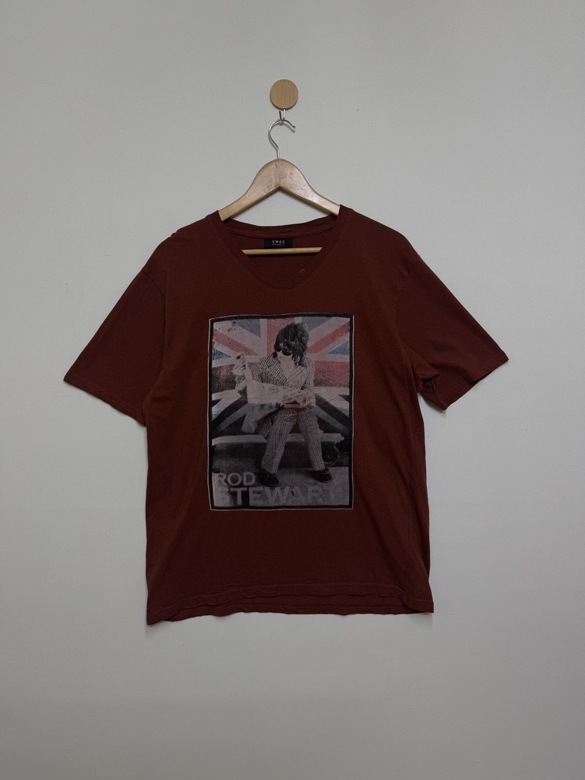 Band Tees Rare Rod Stewart V Neck Brown Tee Size US M / EU 48-50 / 2 - 1 Thumbnail