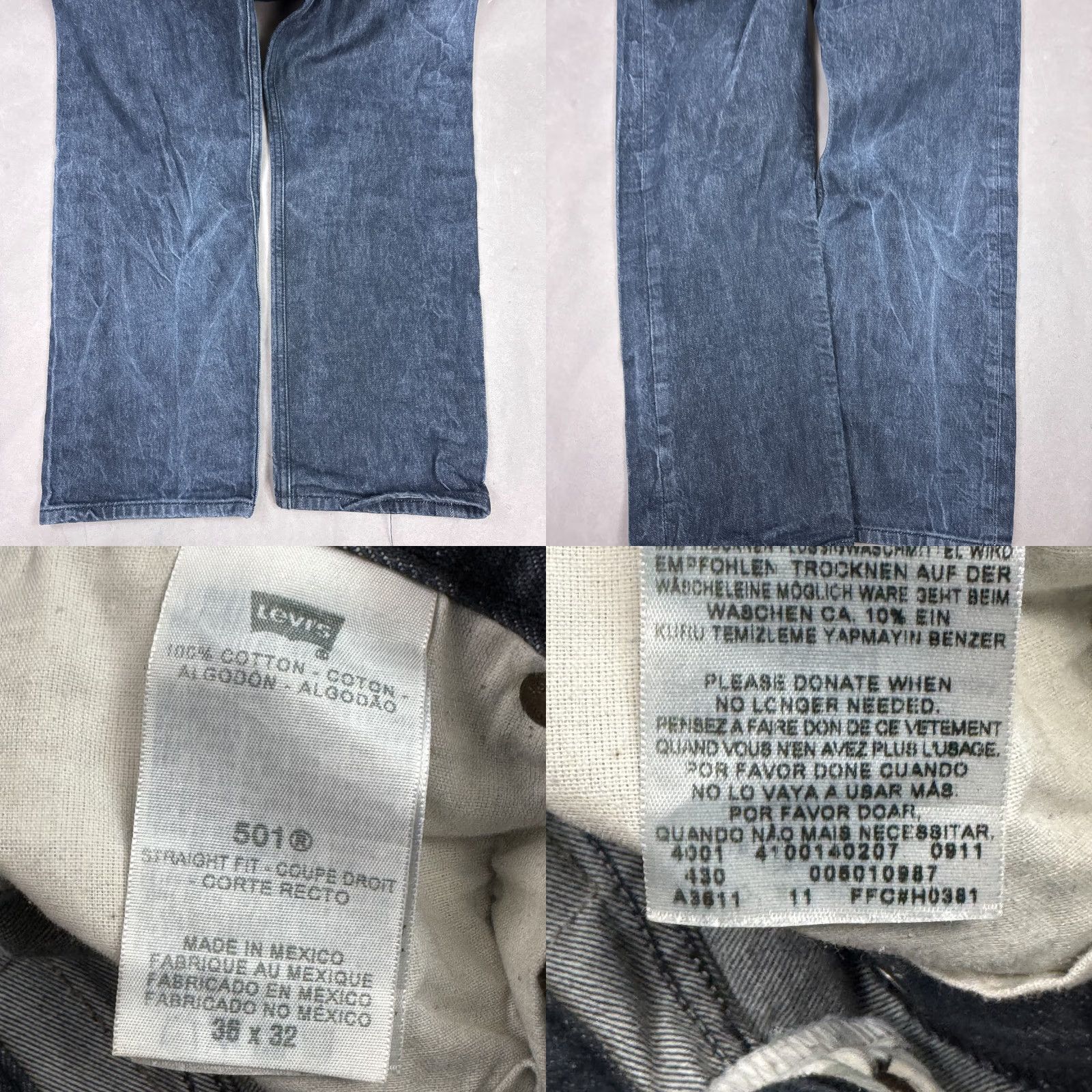 Levi's Levi's 501 Jeans Mens 34x30 Blue Denim Pants Button Fly Dark Faded Jeans Regular Men Size US 36 / EU 52 - 8 Thumbnail