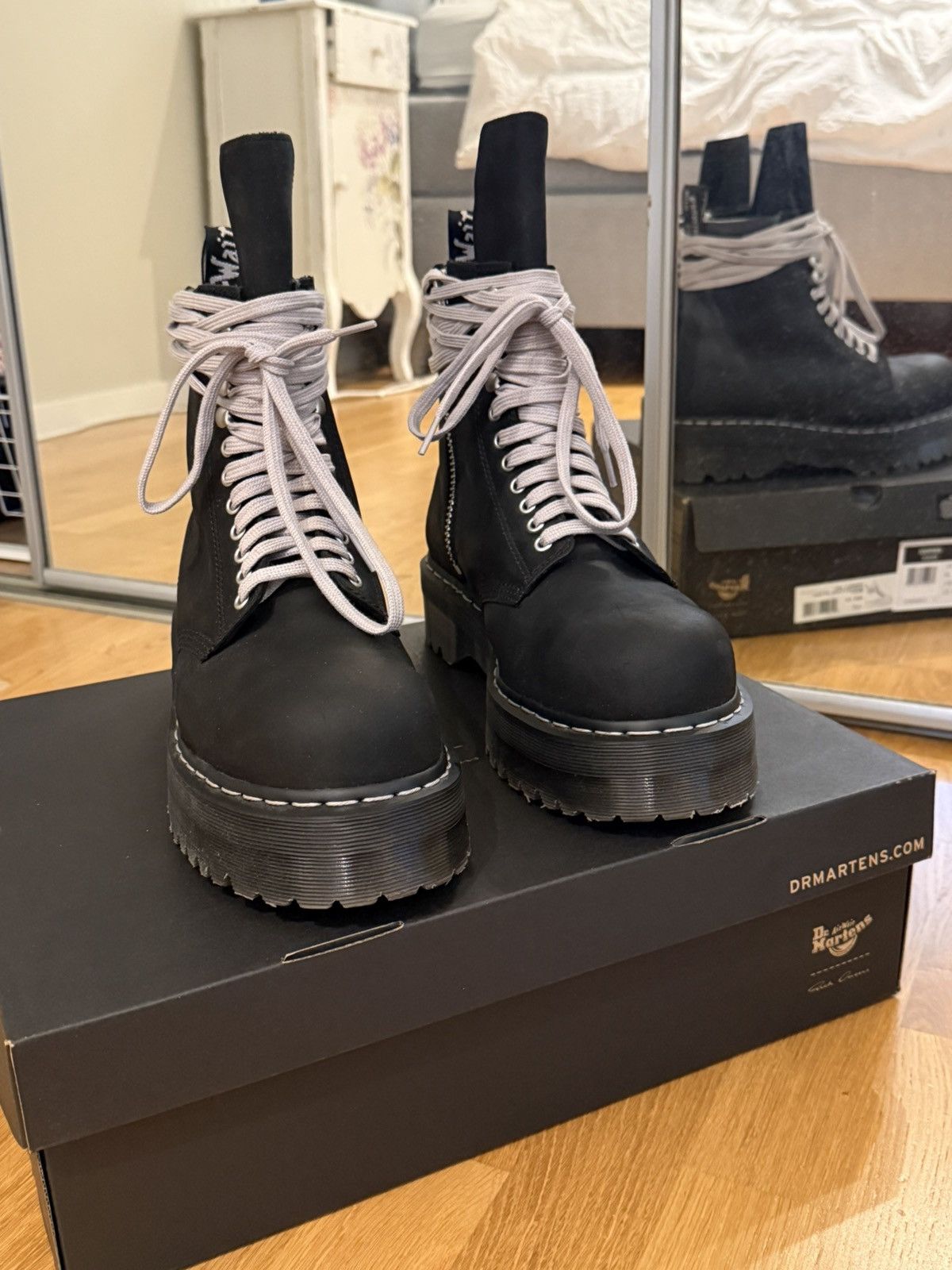 Dr. Martens × Rick Owens Rick Owens Steel Toe Quad Sole 1460 Boots Size US 10.5 / EU 43-44 - 4 Thumbnail