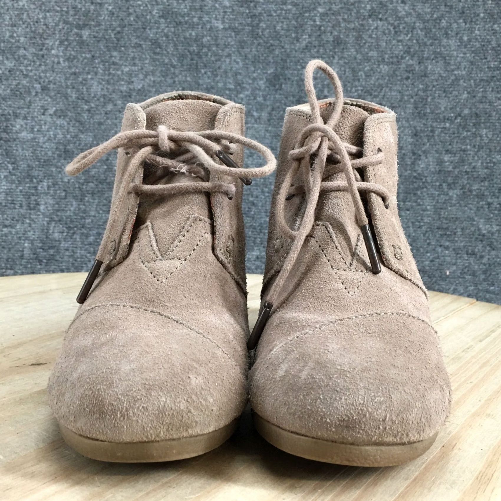 Toms TOMS Boots Womens 7 Wedge Desert Ankle Bootie Lace Up Brown Suede Comfort Casual Shoes Size US 7 / IT 37 - 5 Thumbnail