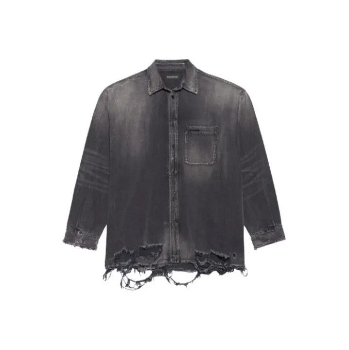 Balenciaga Balenciaga SS21 Ripped Denim Long Sleeve Shirt Size US M / EU 48-50 / 2 - 1 Thumbnail