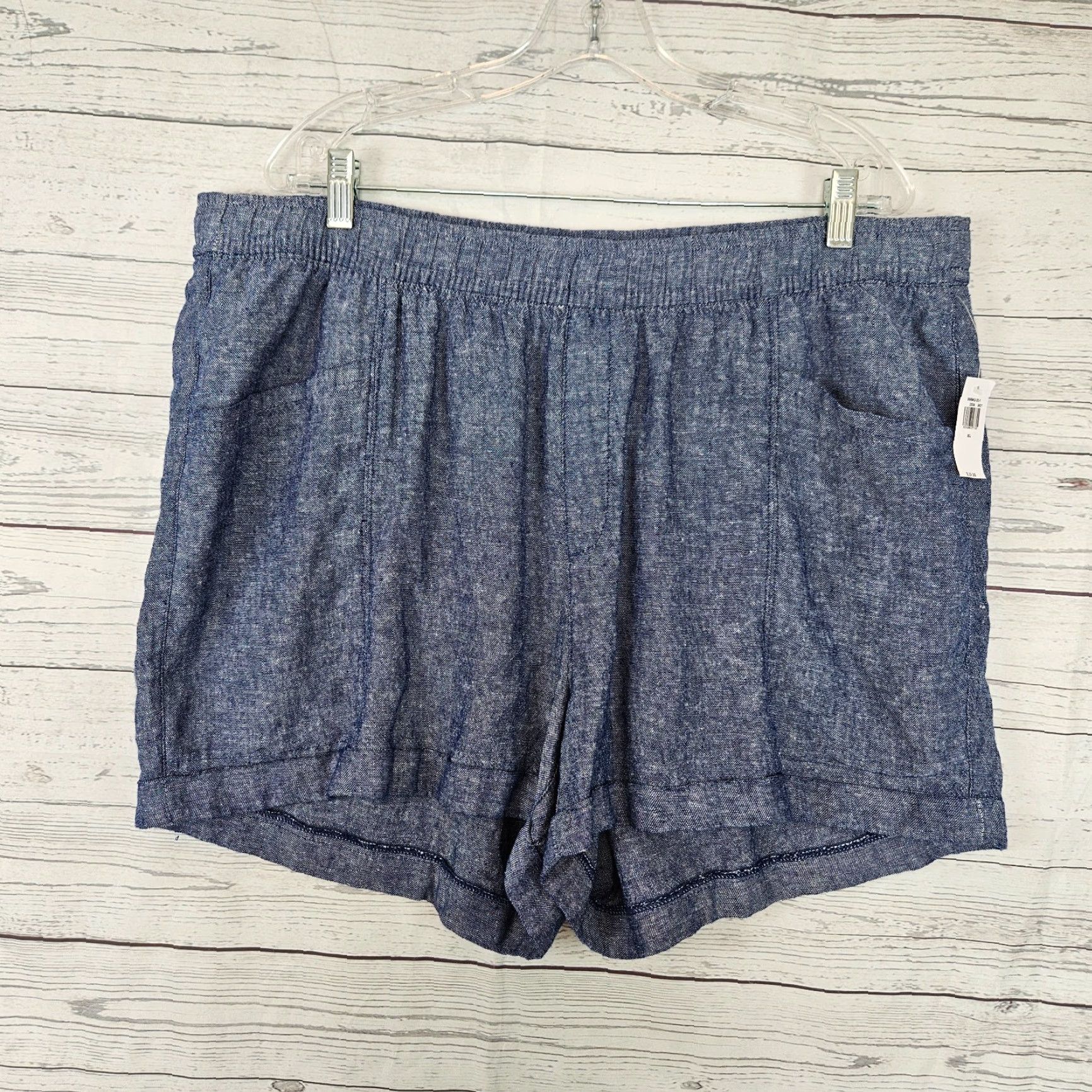 Old Navy Old Navy Womens Shorts Sz XL Blue Linen Rayon Blend High Rise Pull On Size 40" / US 18 - 2 Thumbnail
