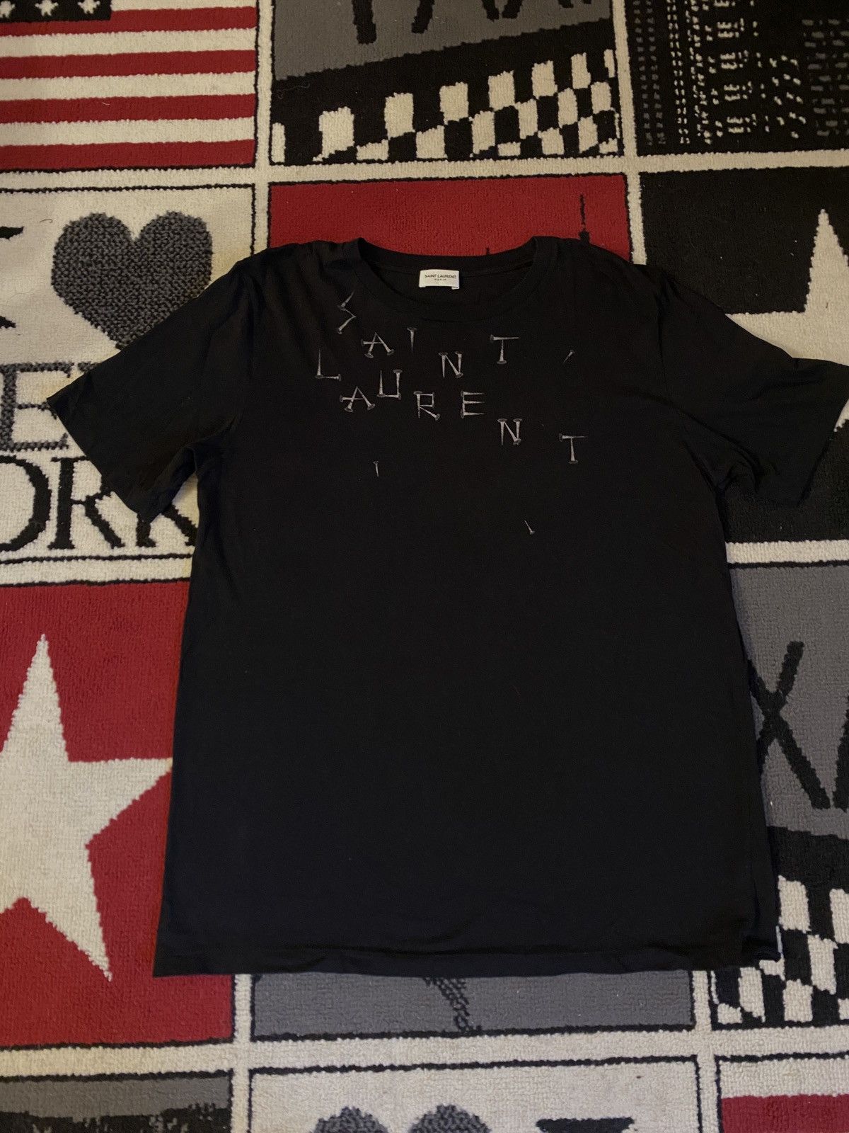 Saint Laurent Paris Saint laurent nail black tee Size US S / EU 44-46 / 1 - 1 Thumbnail