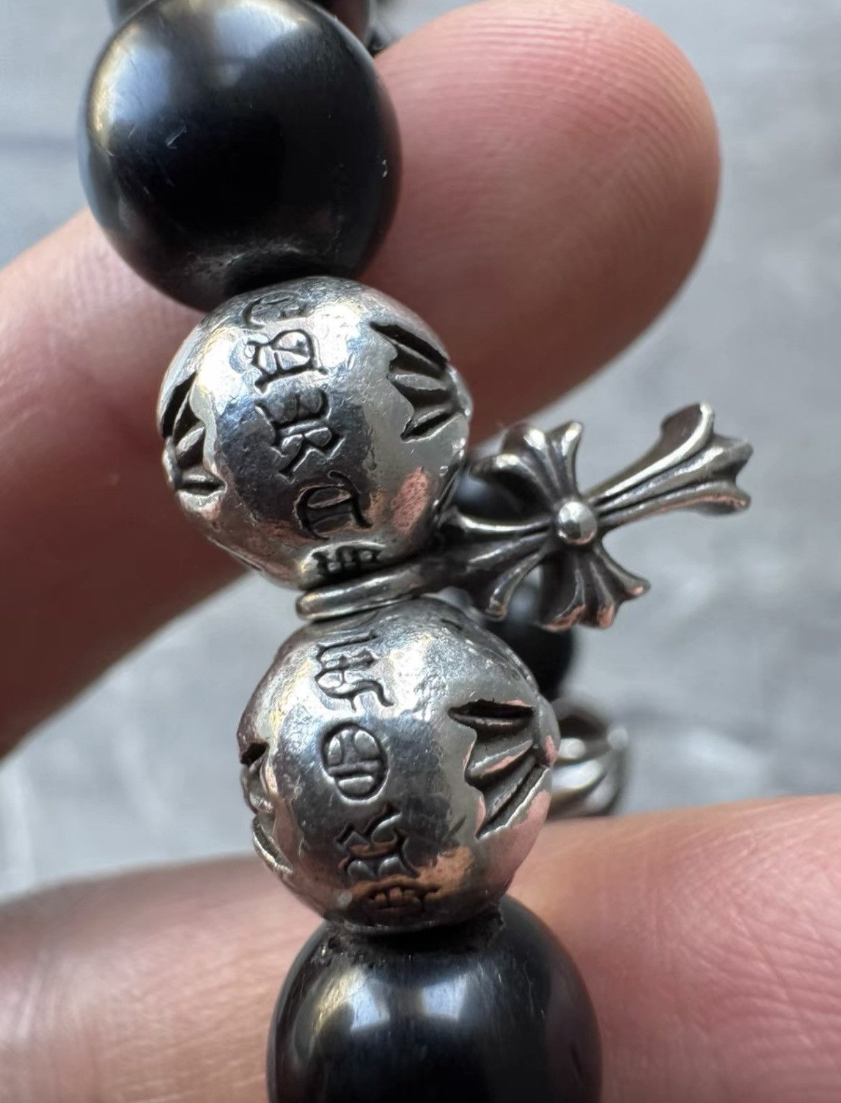 Chrome Hearts Chrome Hearts Cross Silver Bead & Obsidian Bracelet Size ONE SIZE - 5 Thumbnail