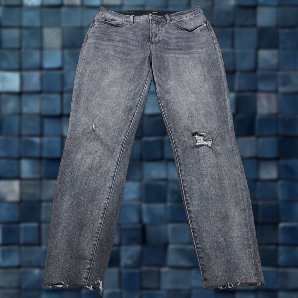 Lucky Brand Lucky Brand Jeans Bridgette Skinny Womens 12 Gray Denim High Rise Distressed Slim Fit 5-Pocket Regular Inseam 27 Size 34" / US 12 / IT 48 - 1 Thumbnail