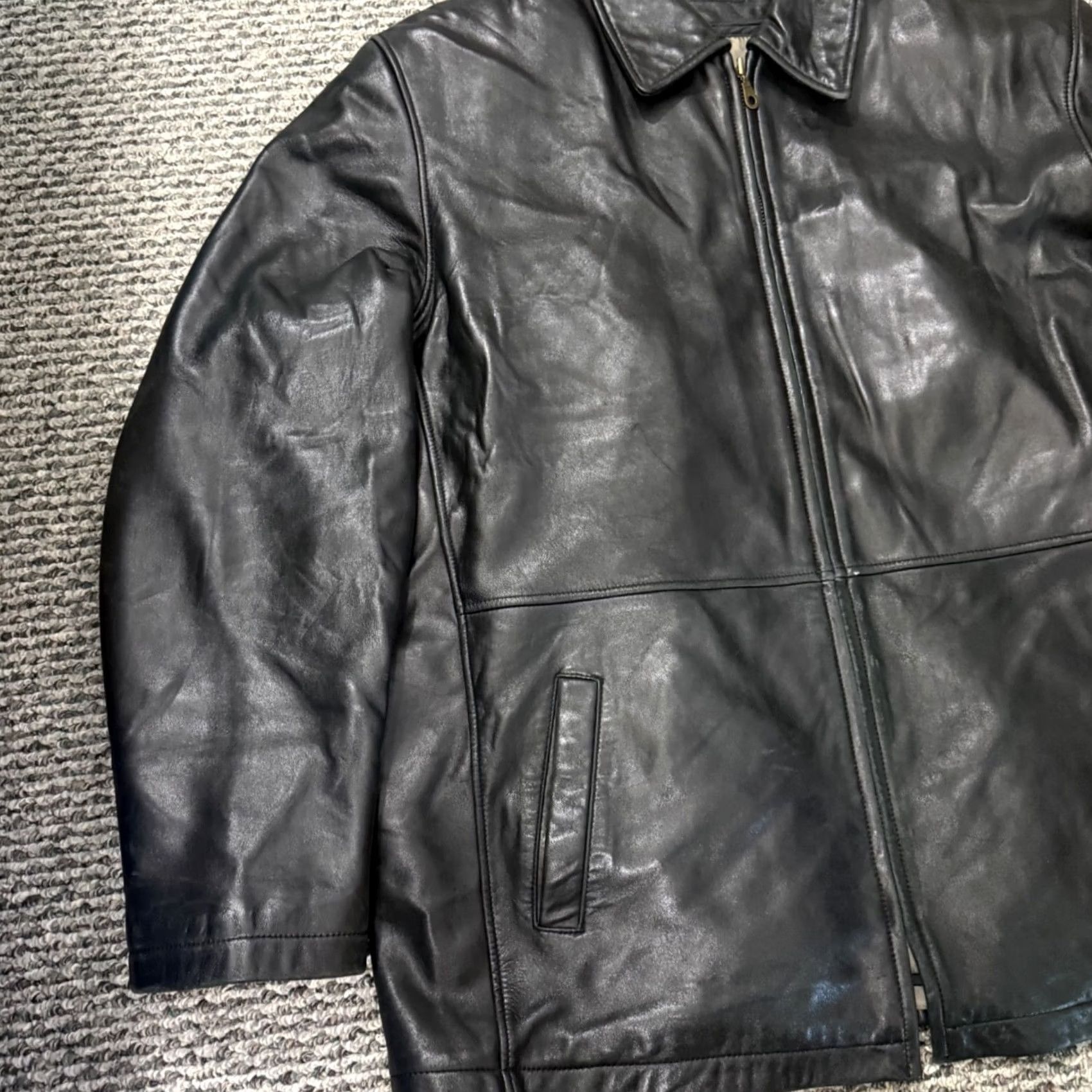 Vintage VINTAGE Reed Leather Jacket Mens 48L Black Motorcycle Lined Zip Soft Biker Sport coat Size US M / EU 48-50 / 2 - 5 Thumbnail