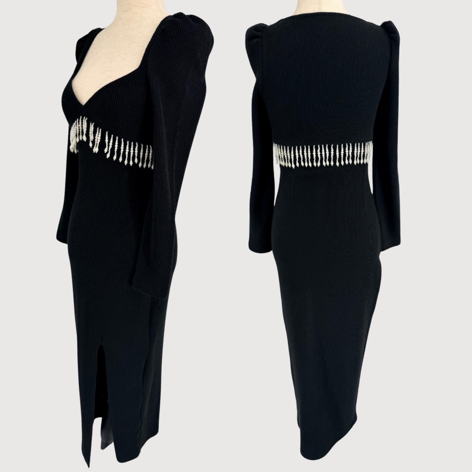 Other Saylor Alina Ribbed Midi Dress Bell Sleeve Black XS Size XS / US 0-2 / IT 36-38 - 3 Thumbnail