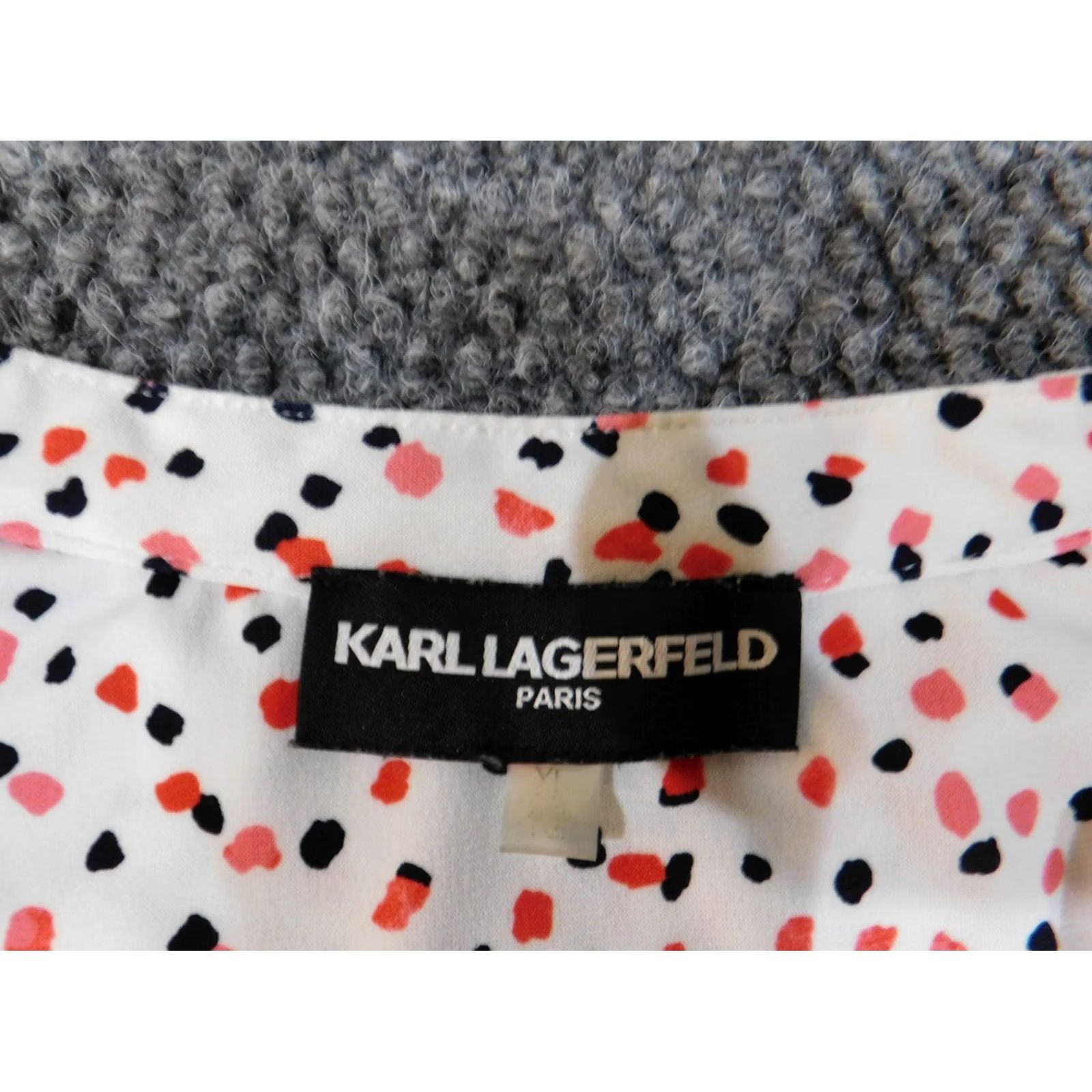 Karl Lagerfeld Karl Lagerfeld Blouse Women Top M White Dots Knit V-Neck Button Pullover Casual Size M / US 6-8 / IT 42-44 - 6 Thumbnail