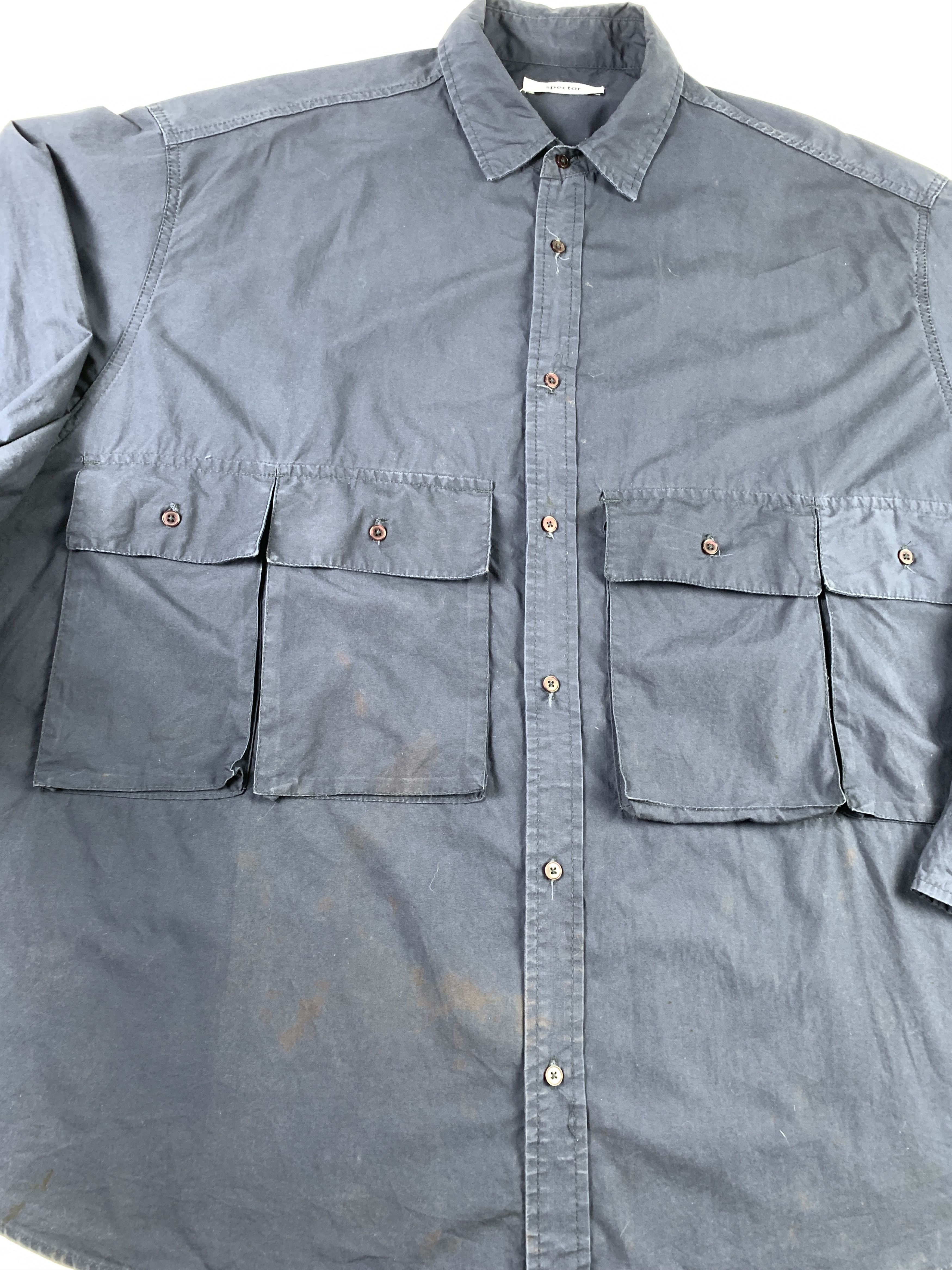 Japanese Brand Spector Navy 4 Middle Pocket Cargo Shirt (XXL) Size US XXL / EU 58 / 5 - 2 Thumbnail