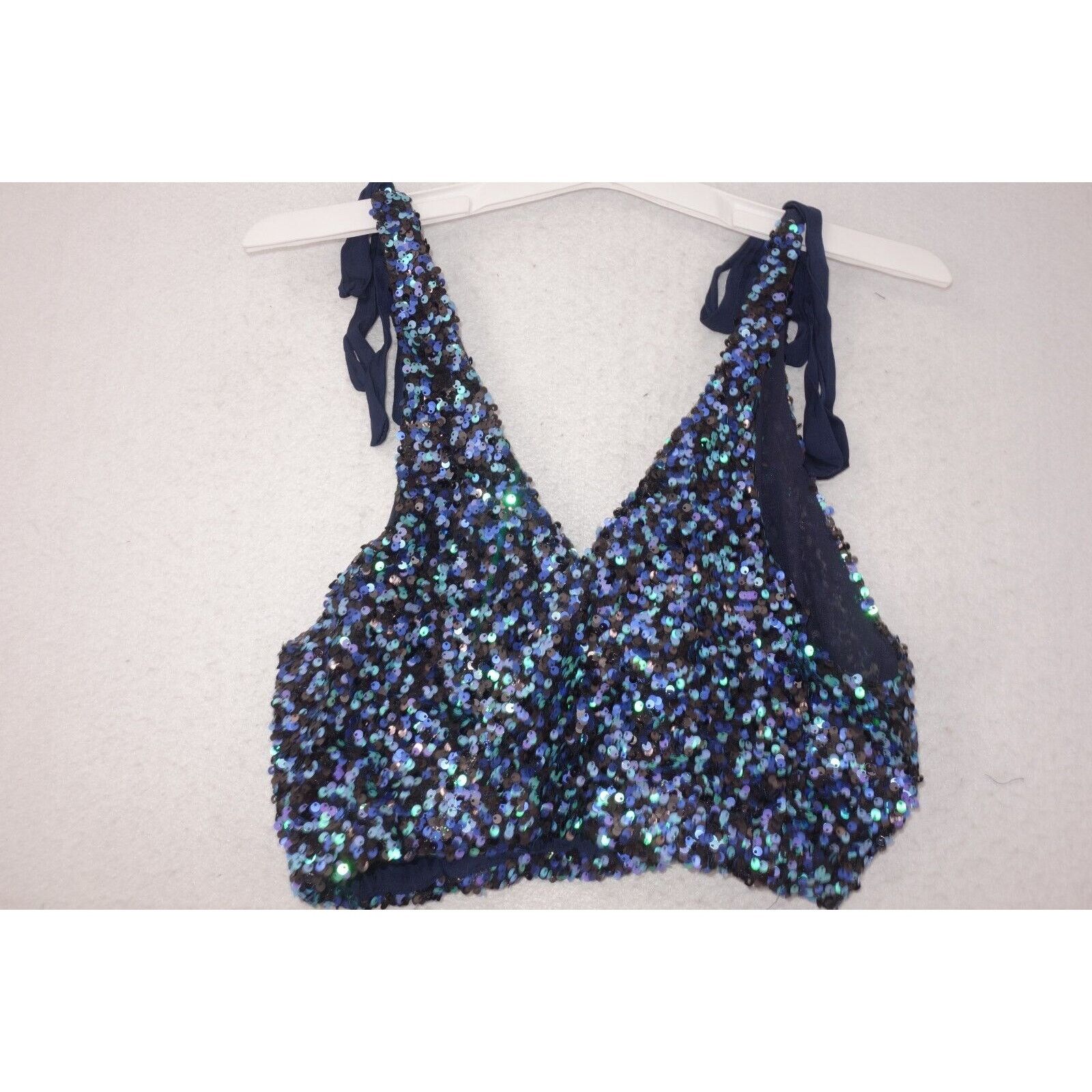 Free People NEW Free People Intimately Big Night Sequin Crop Top BLUE Size S / US 4 / IT 40 - 5 Thumbnail
