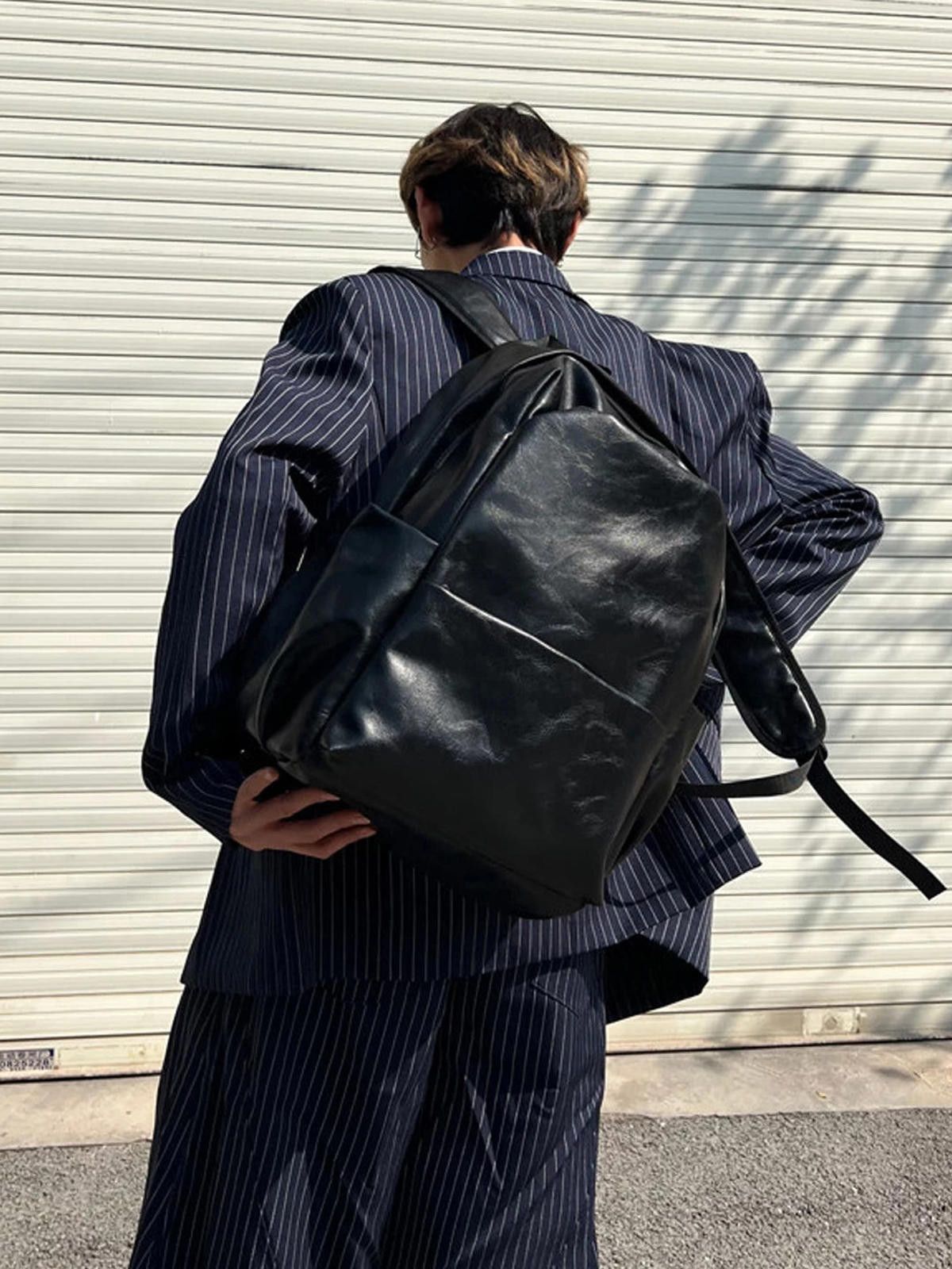 Leather Large Capacity PU Backpack Size ONE SIZE - 2 Thumbnail